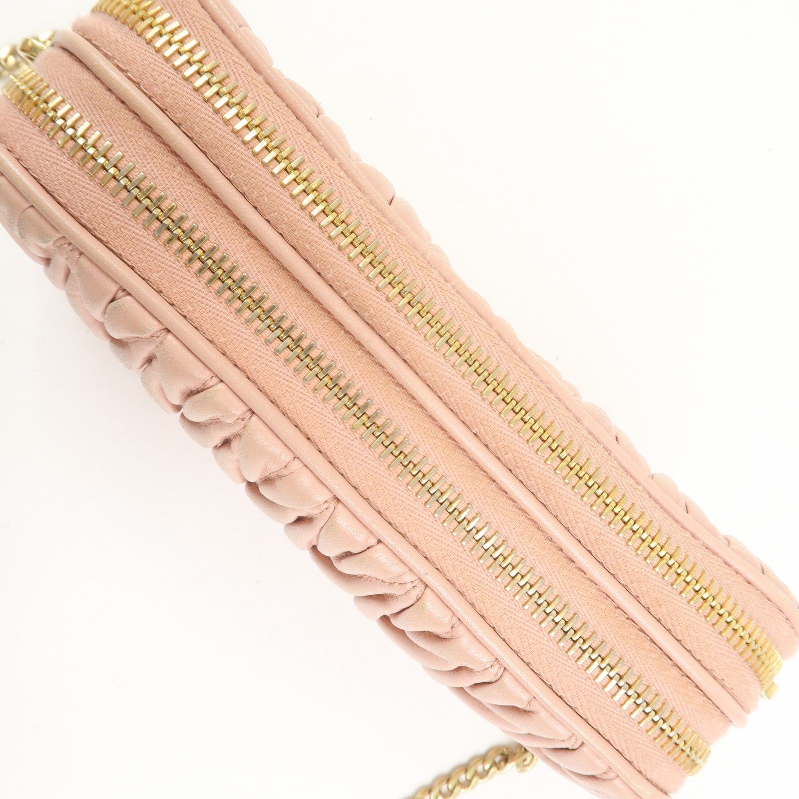 MIU MIU Matelasse Leather Chain Shoulder Bag Crossbody Bag Pink