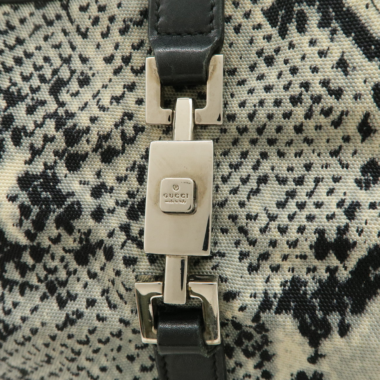 GUCCI Jackie Canvas Leather Shoulder Bag Hand Bag Black 001・9735