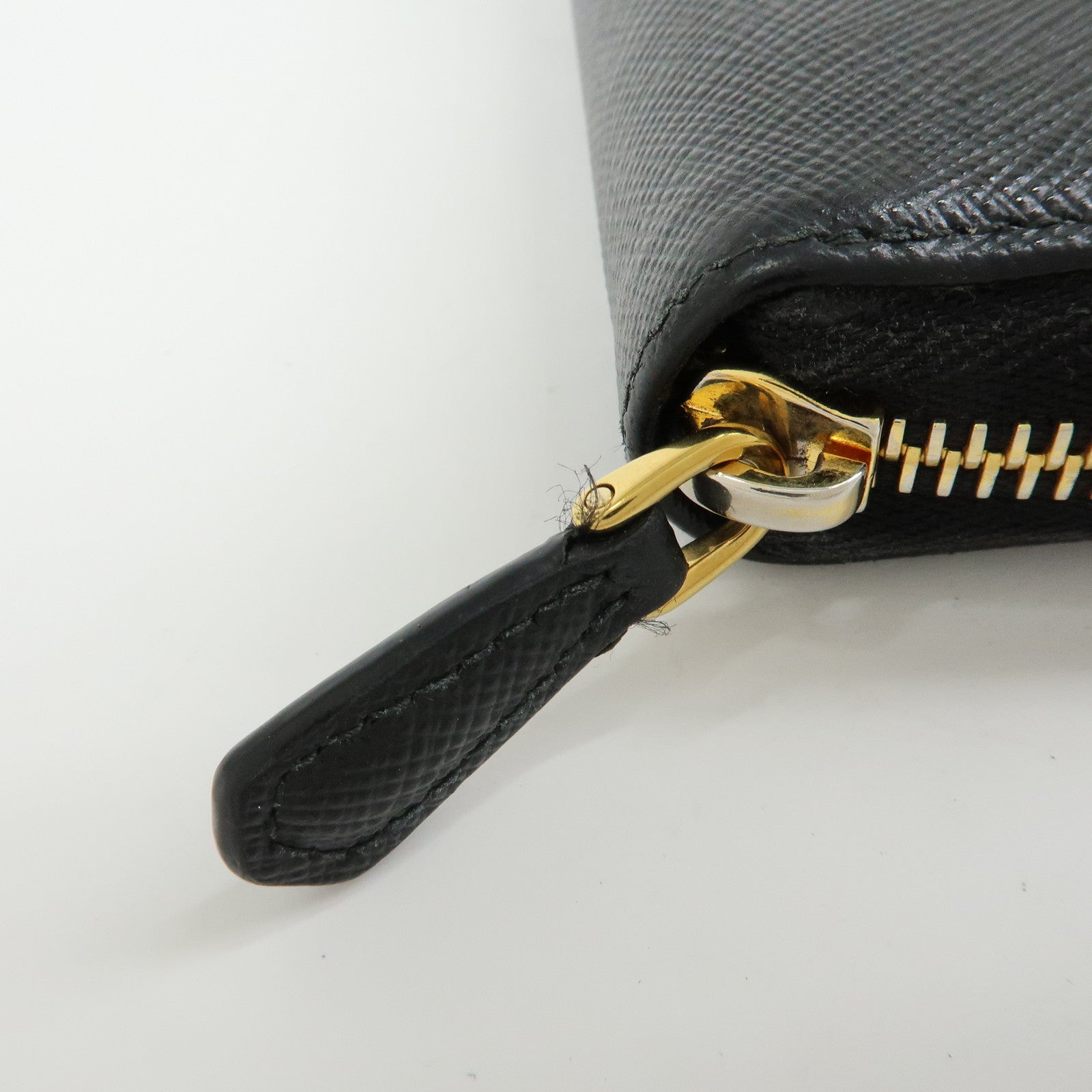 PRADA Logo Saffiano Leather Round Zippy Long Wallet Black 1ML506