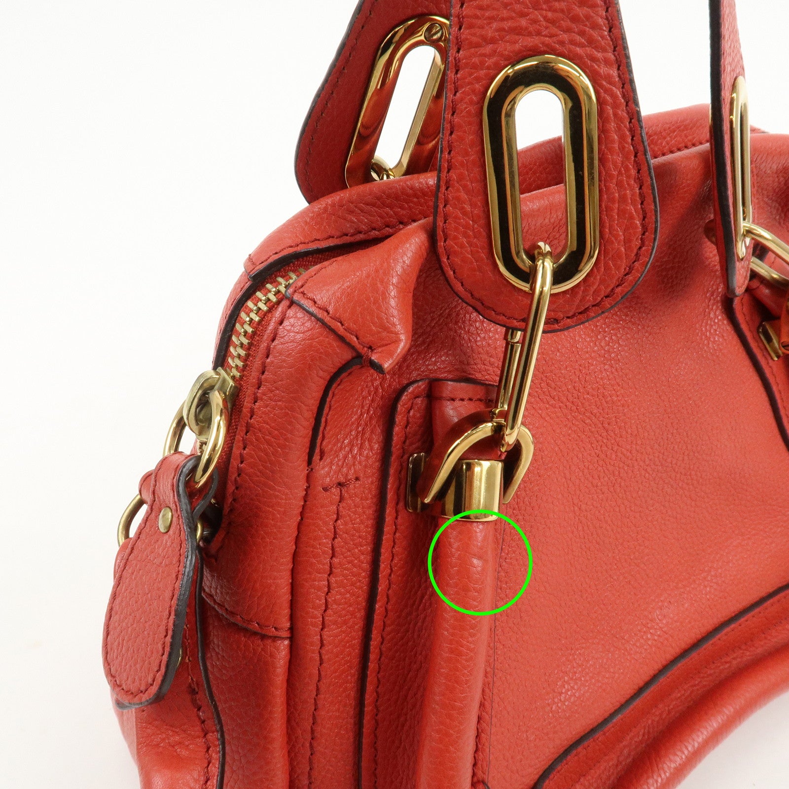 Chloe Paraty Leather 2Way Bag Shoulder Bag Hand Bag Red