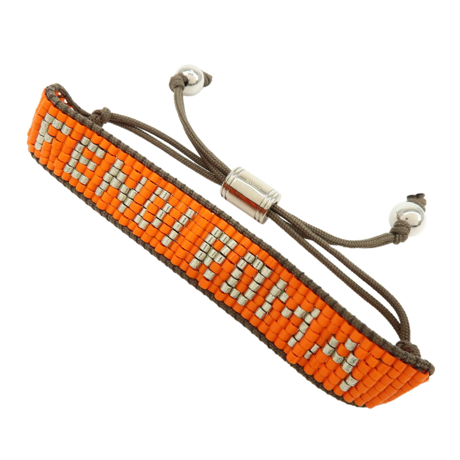 FENDI Beads Nylon Code Bracelet Orange Khaki MV0223