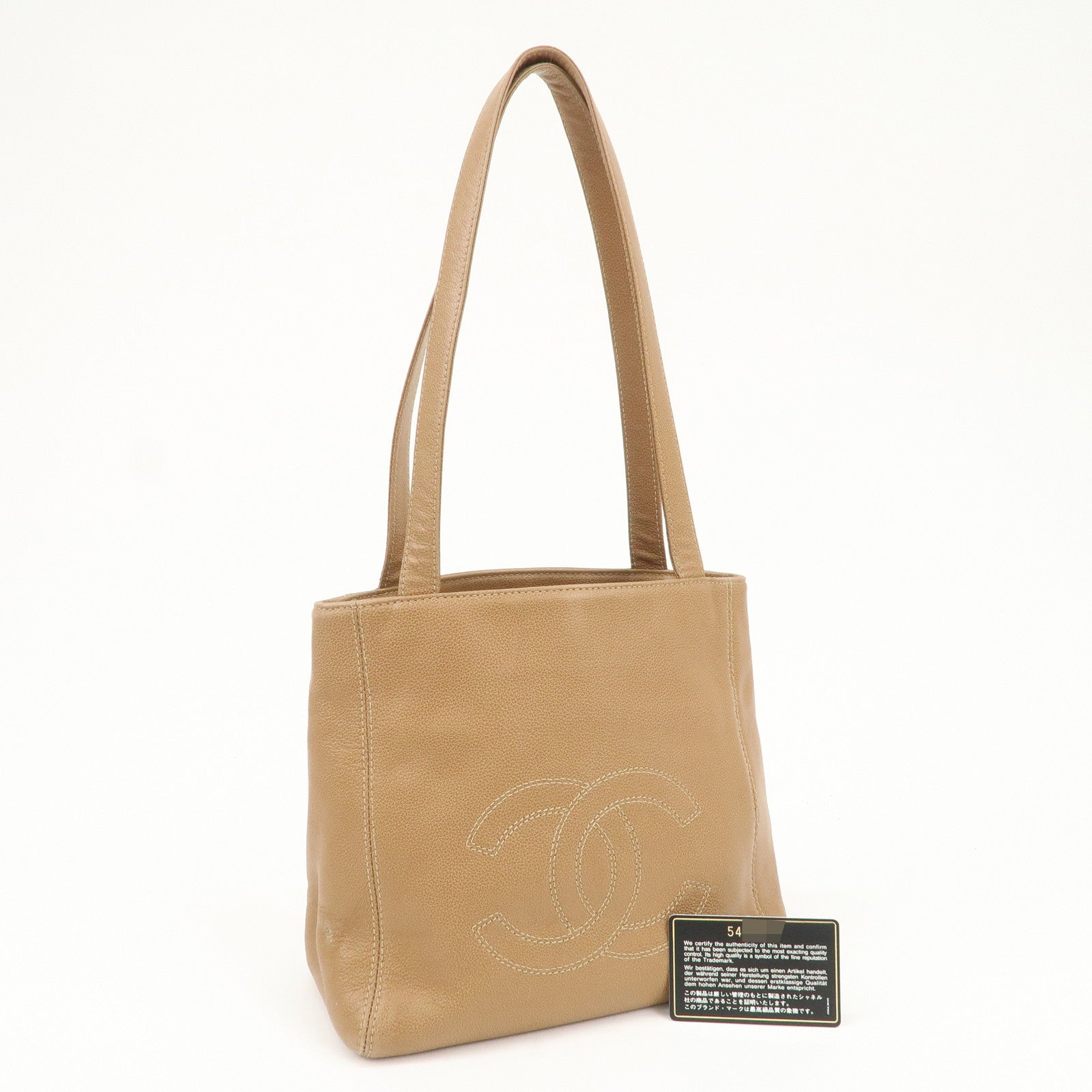 CHANEL COCO Mark Caviarskin Leather Shoulder Bag Tote Bag Brown Used