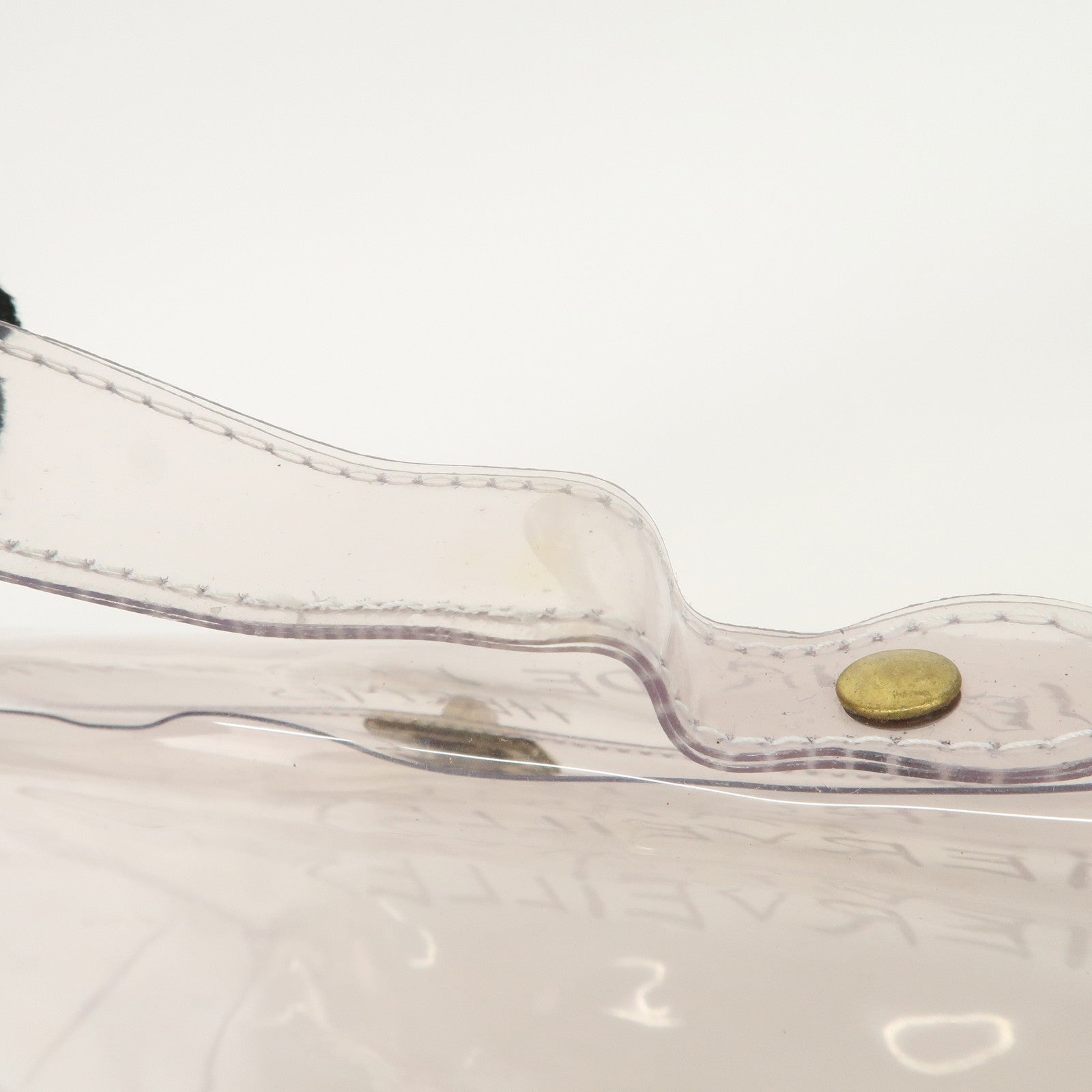 HERMES Kelly Vinyl Hand Bag Clear Transparent Gold Hardware Used