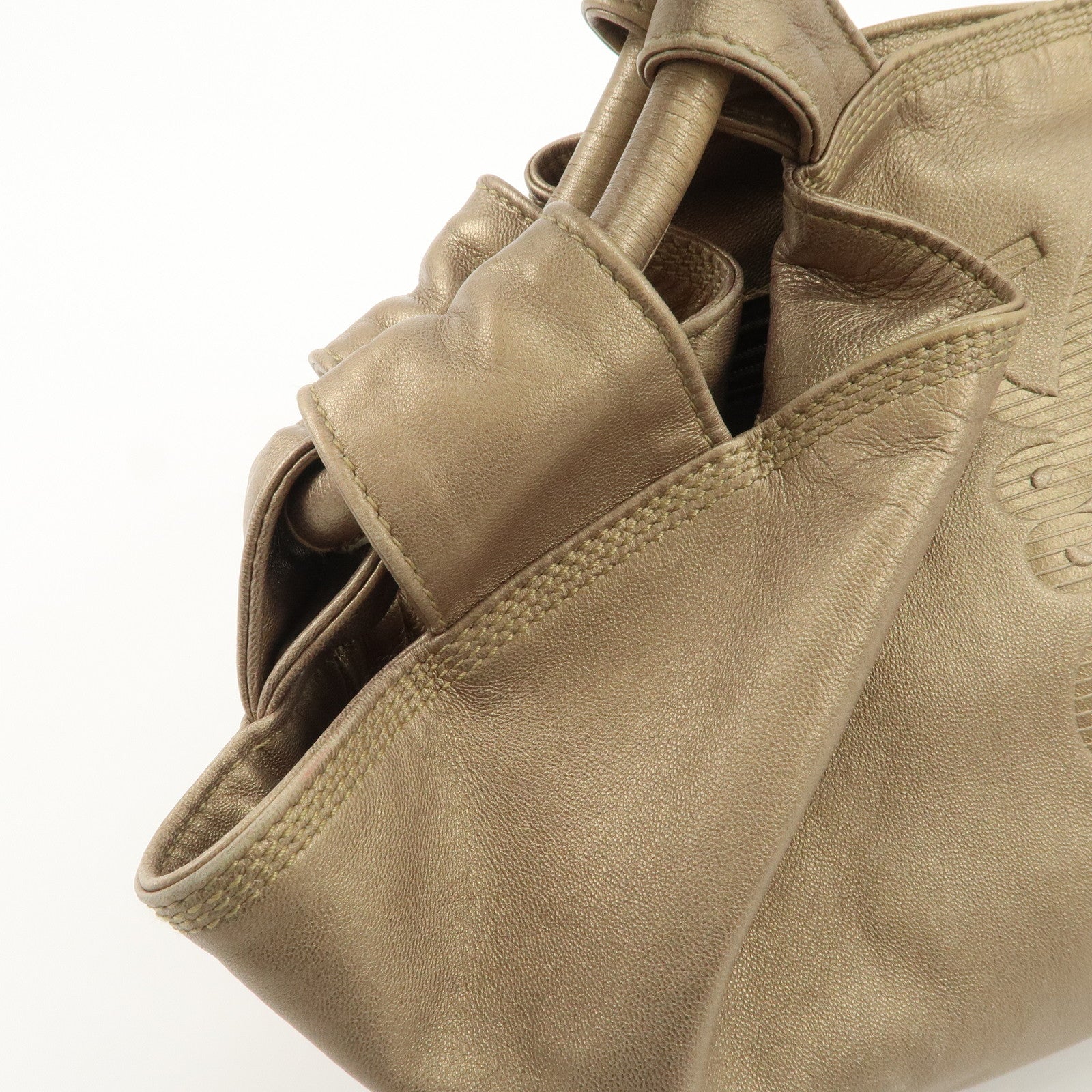 LOEWE Anagram Nappa Aire Leather Hand Bag Shoulder Bag Gold Used