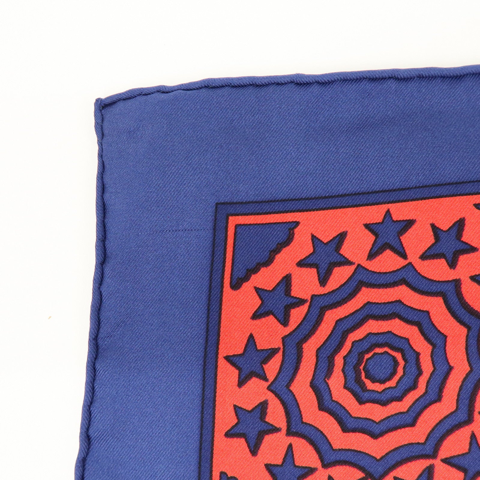 HERMES Carre 90 Silk 100% Scarf EARLY AMERICA Navy Red Brown