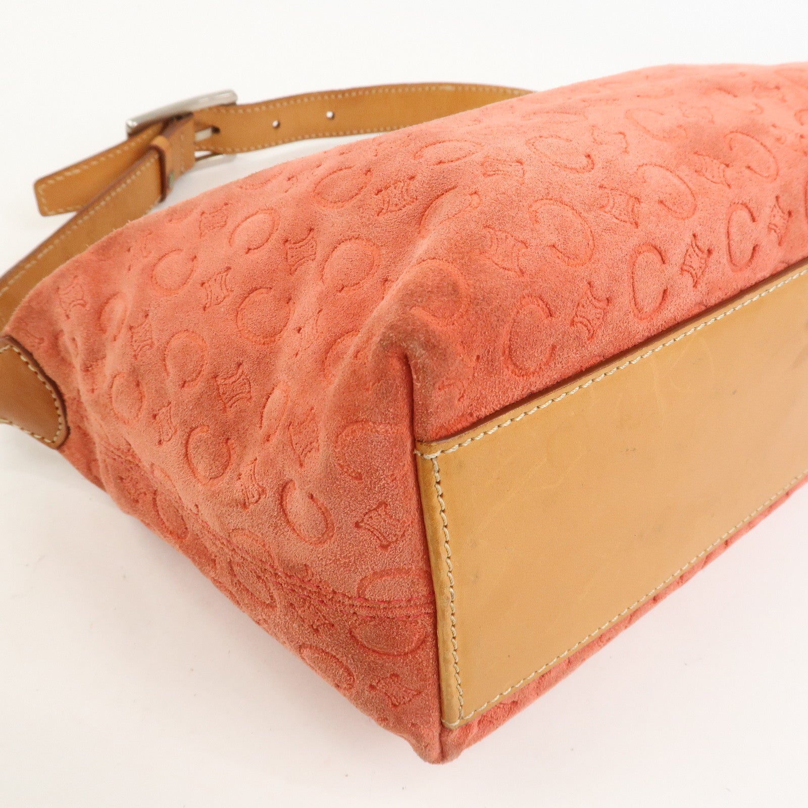 CELINE C Macadam Suede Shoulder Bag Hand Bag Red