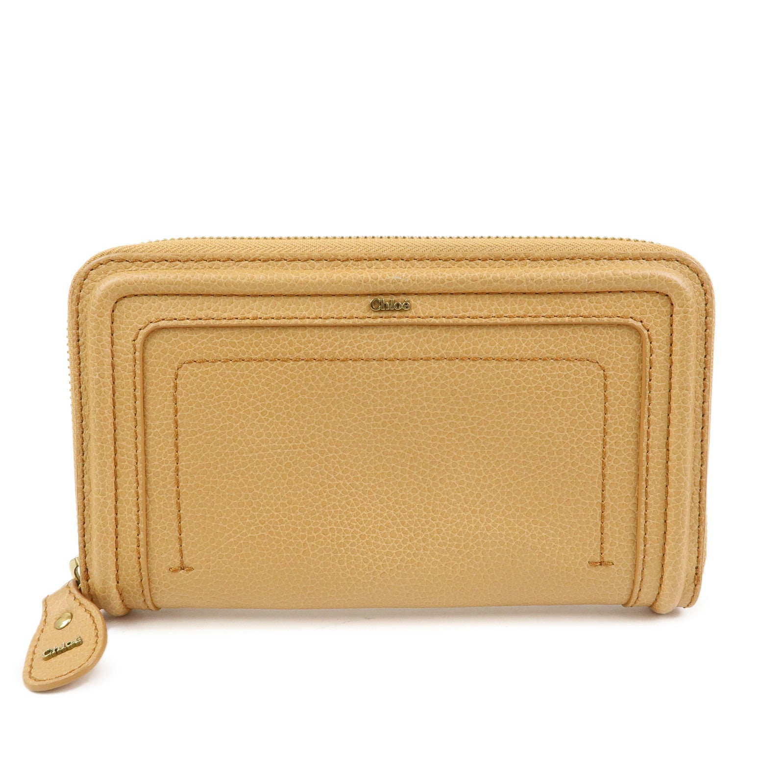 Chloe Paraty Leather Round Zippy Long Wallet Light Brown