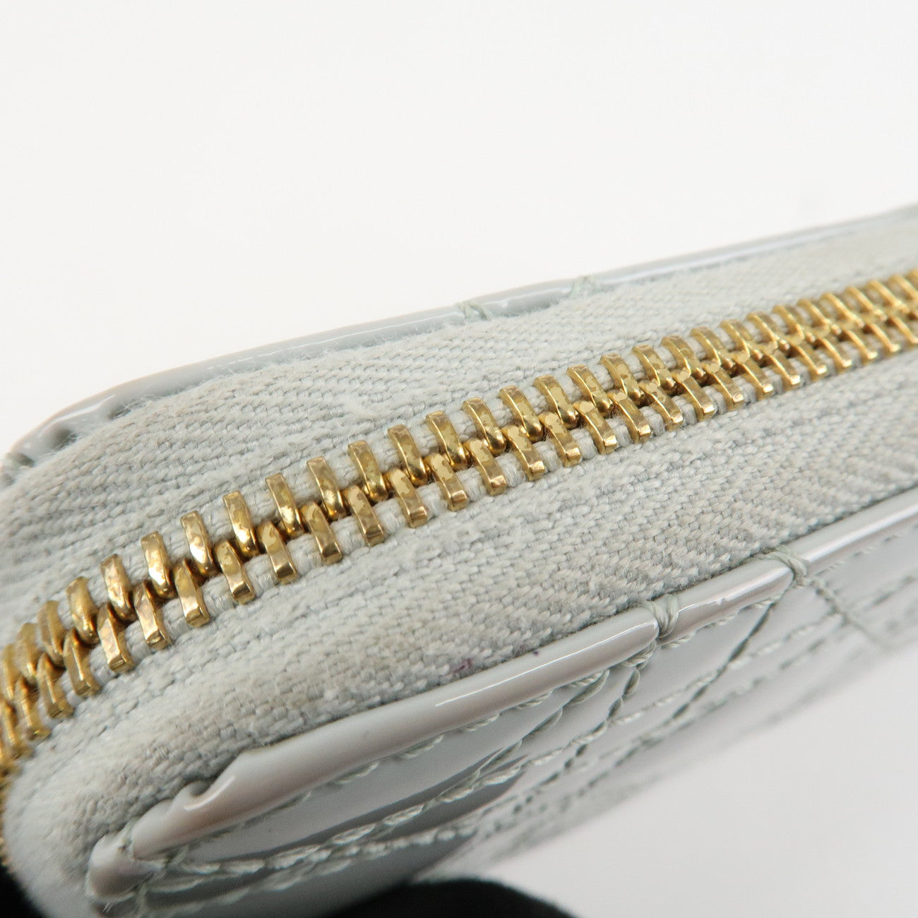 Christian Dior Cannage Patent Leather Zippy Long Wallet Light Blue Used