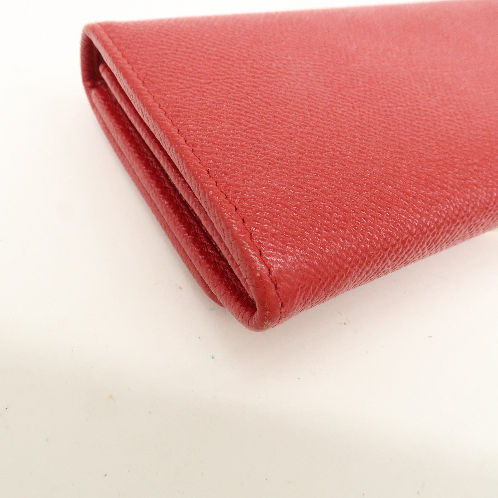 BVLGARI Logo Leather Bi-Fold Long Wallet Red