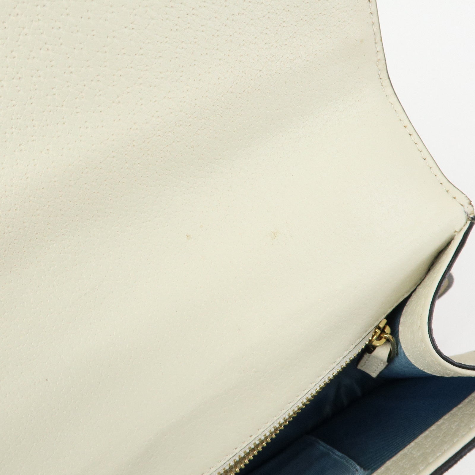 GUCCI Sylvie Sherry Leather Shoulder Bag Ivory Bee & Star 524405
