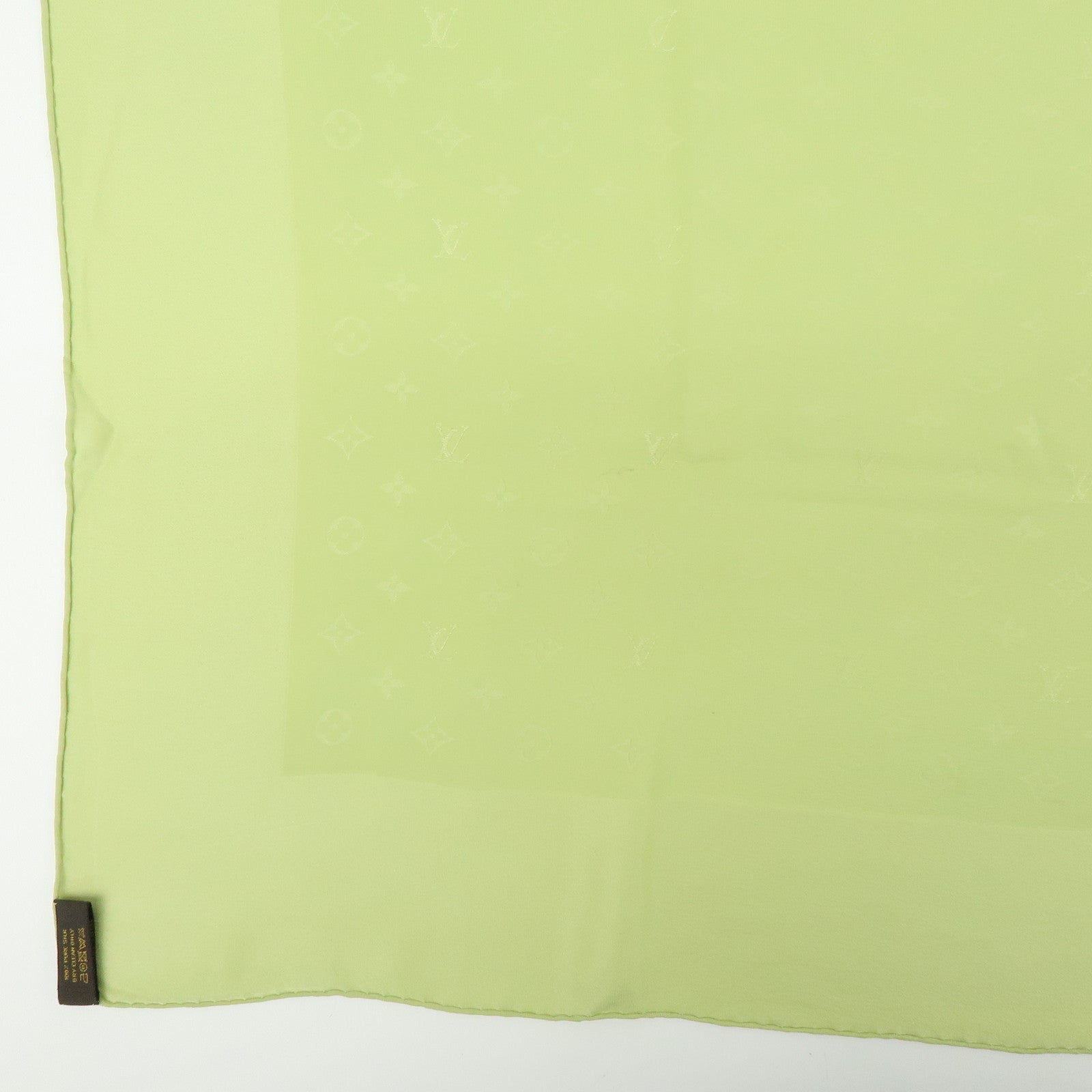 Louis Vuitton Monogram Shine Silk 100% Scarf Shawl Light Green