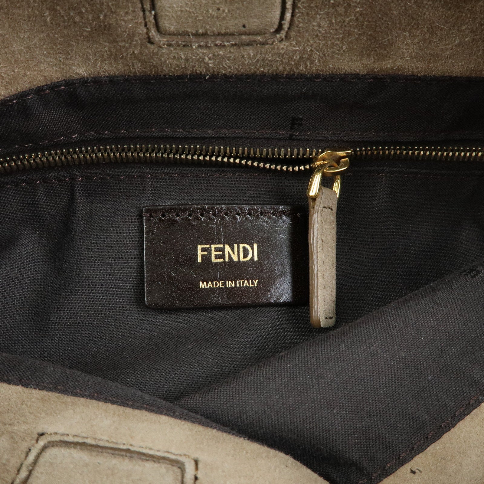 FENDI Pequin Canvas Leather Shoulder Bag Brown Pink 8BR669