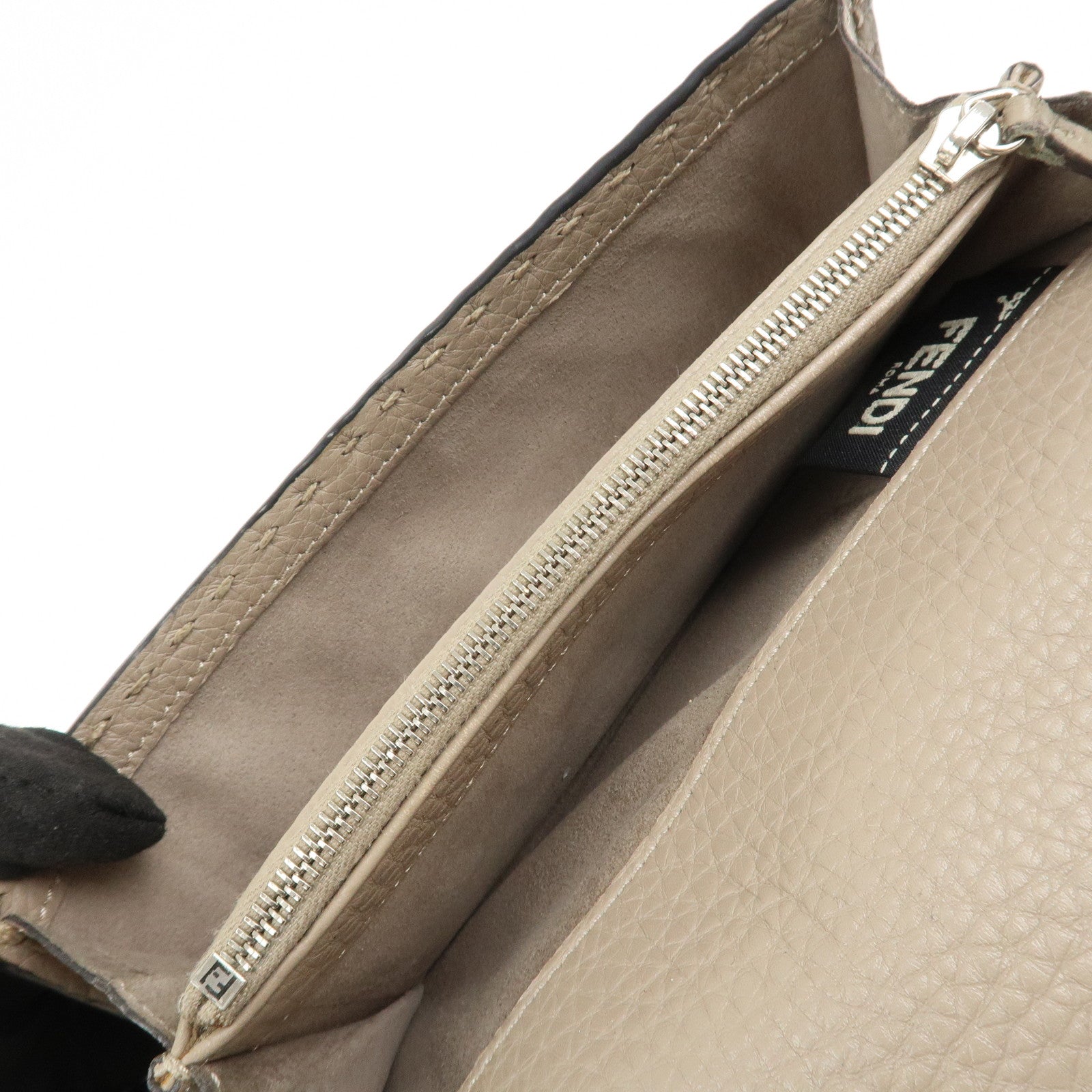 FENDI Seleria Leather Peekaboo Long Wallet Beige 8M0308