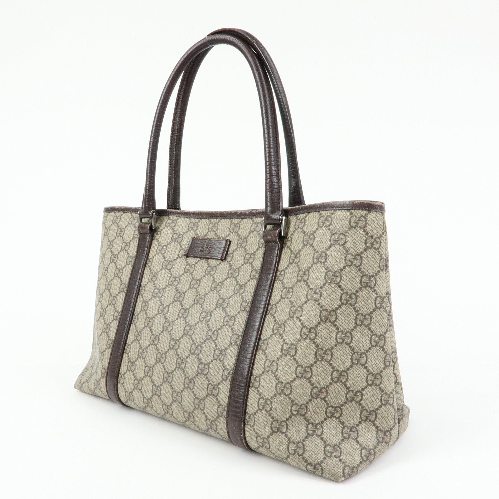 GUCCI GG Supreme Leather Tote Bag Shoulder Bag Beige Brown 114595