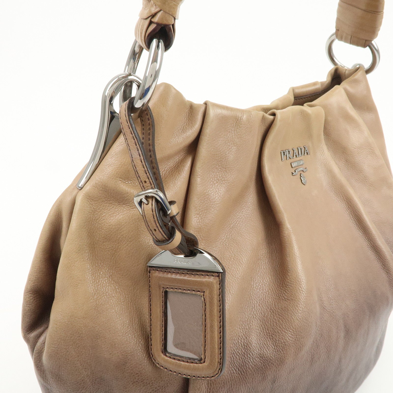 PRADA Leather Gradation Shoulder Bag Brown BR4070