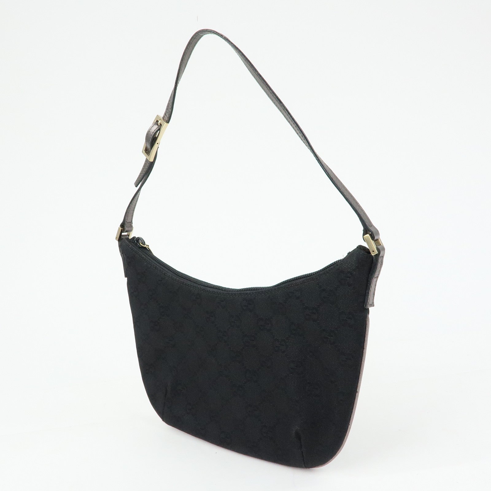 GUCCI GG Canvas Leather Shoulder Bag Hand Bag Black 005.0813