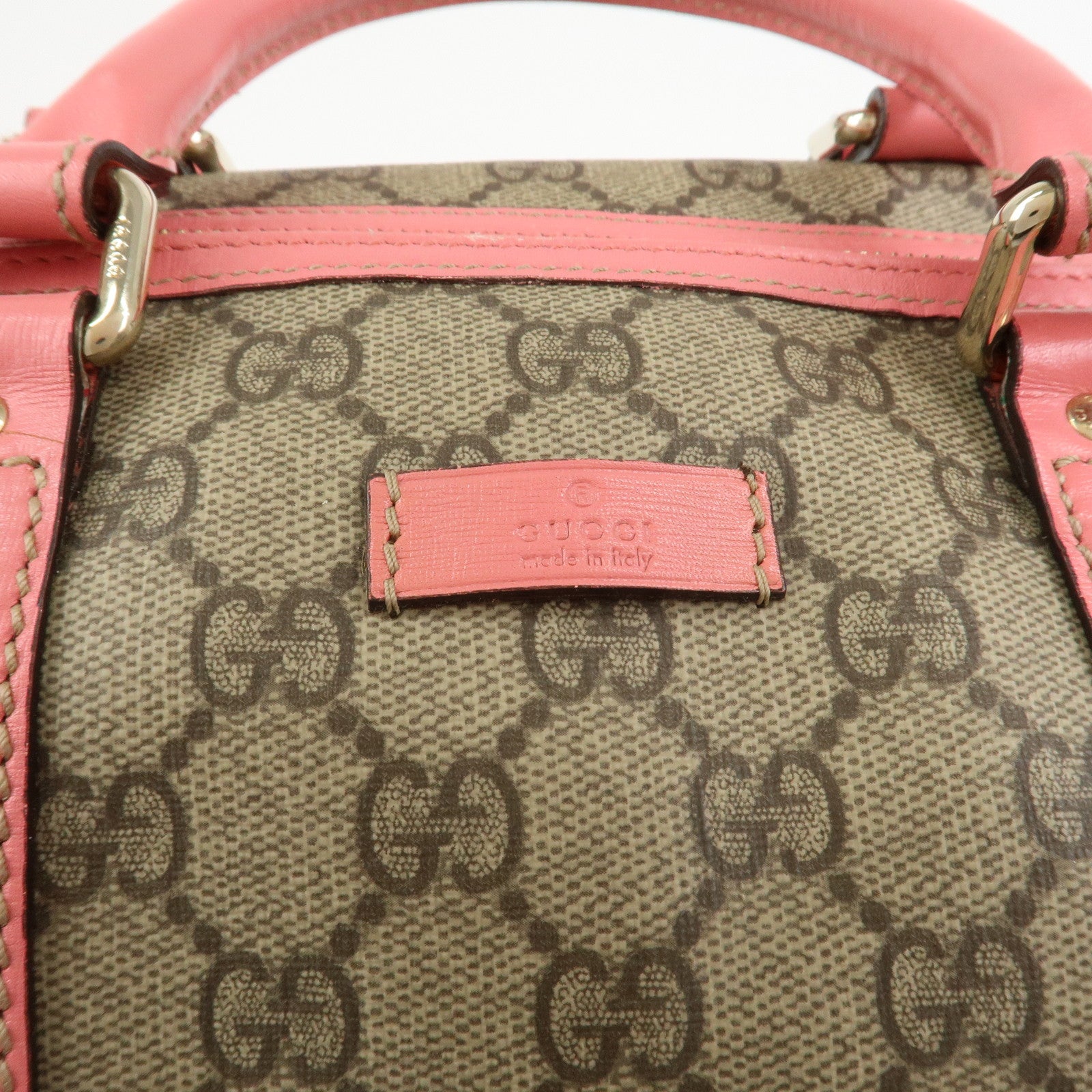 GUCCI GG Supreme Leather Boston Bag Hand Bag Beige Pink 193603
