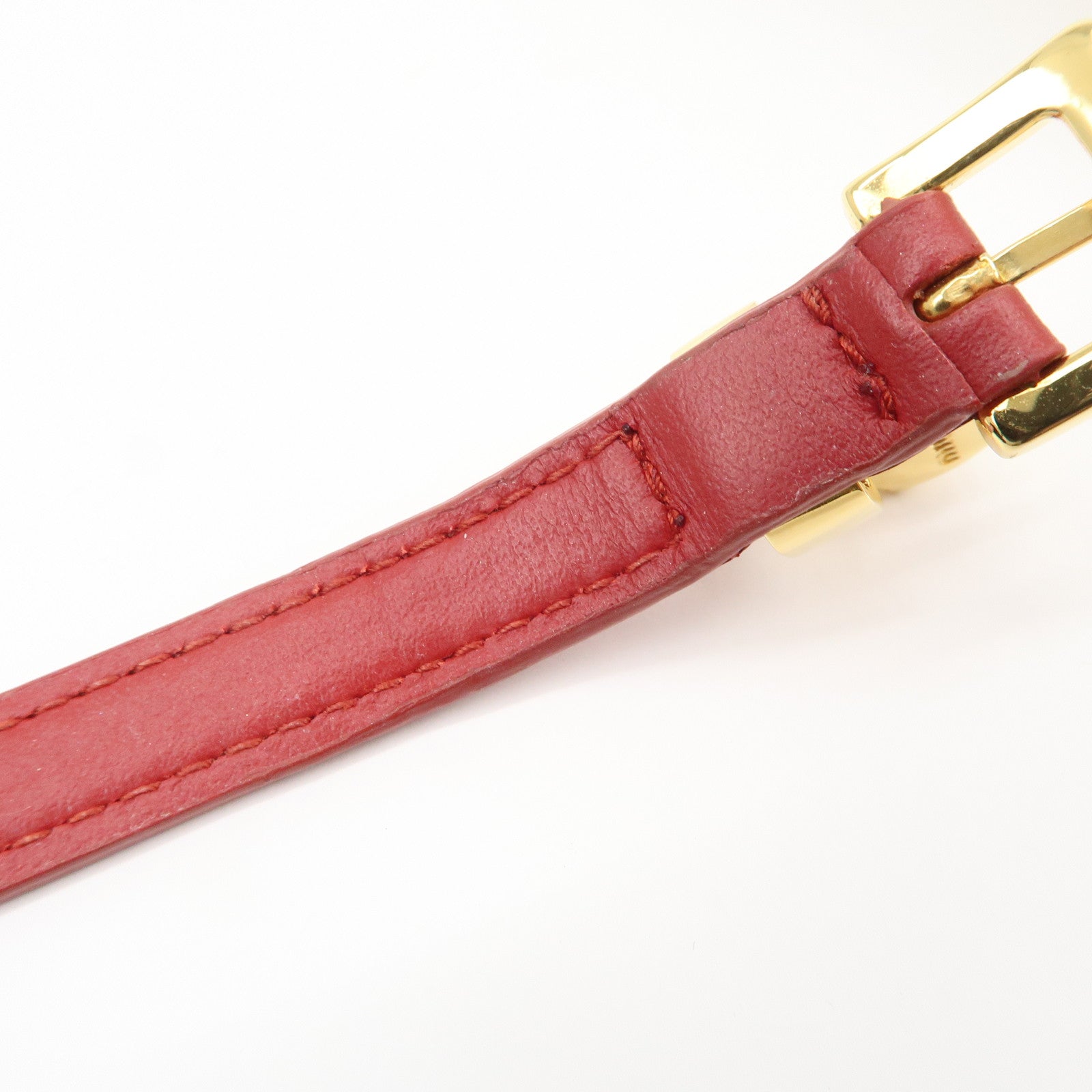 MIU MIU Heart Motif Leather Bracelet Bangle Red 51B253