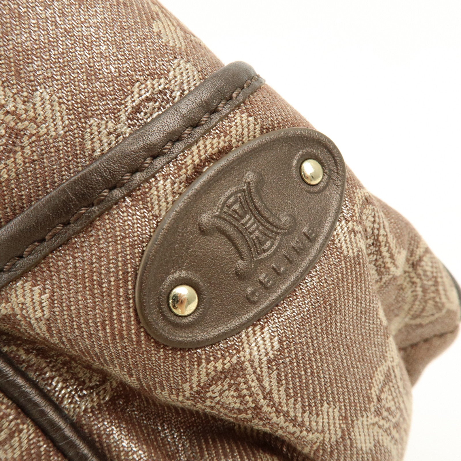 CELINE Macadam Canvas Leather Boogie Bag Hand Bag Brown