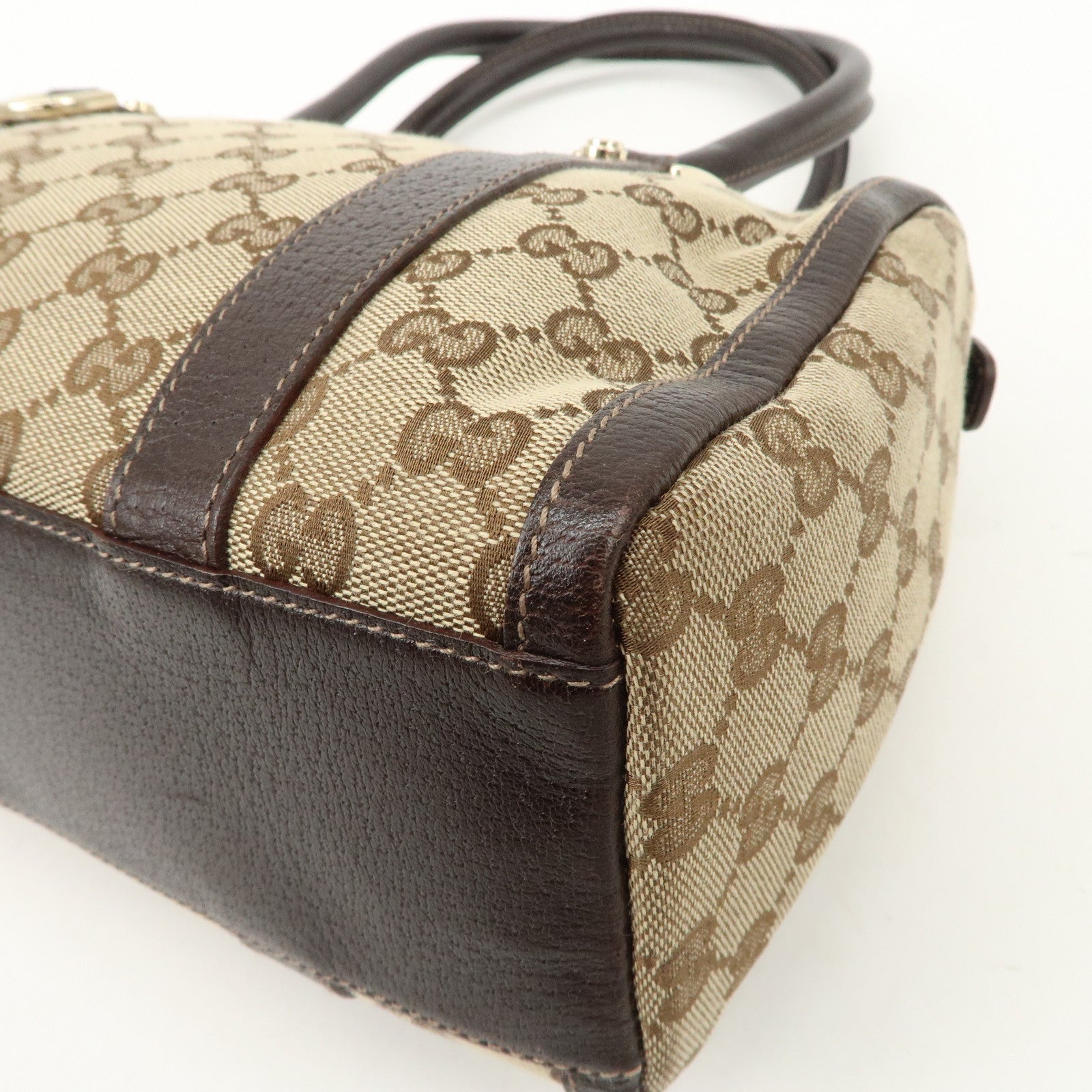 GUCCI Abbey GG Canvas Leather Mini Boston Bag Beige Brown 130942 Used