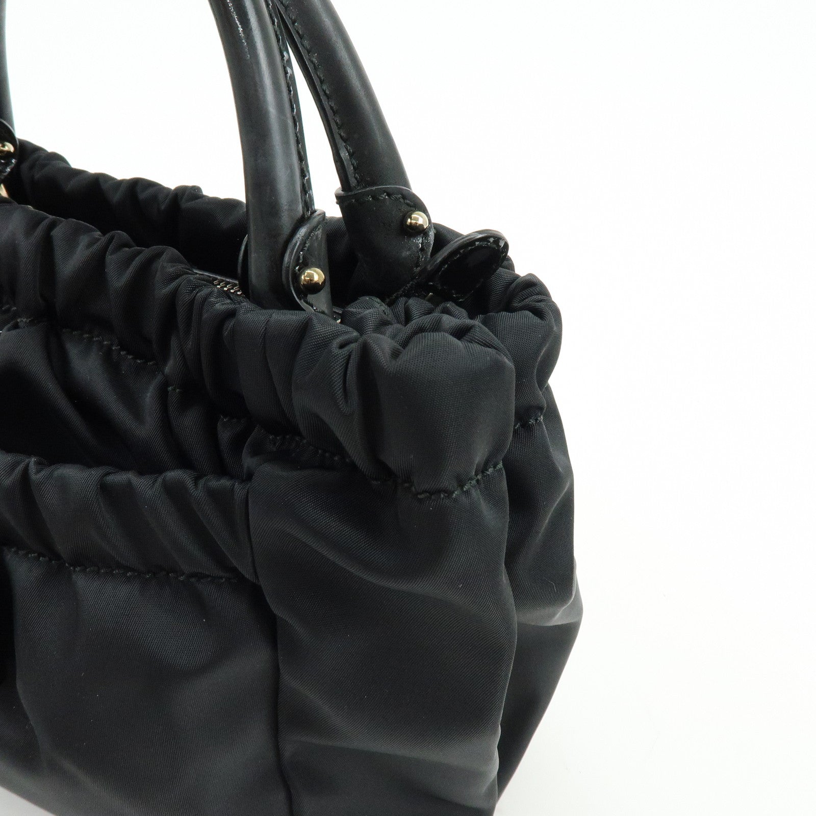 Ferragamo Vara Ribbon Nylon Patent Leather 2Way Bag Hand Bag Black