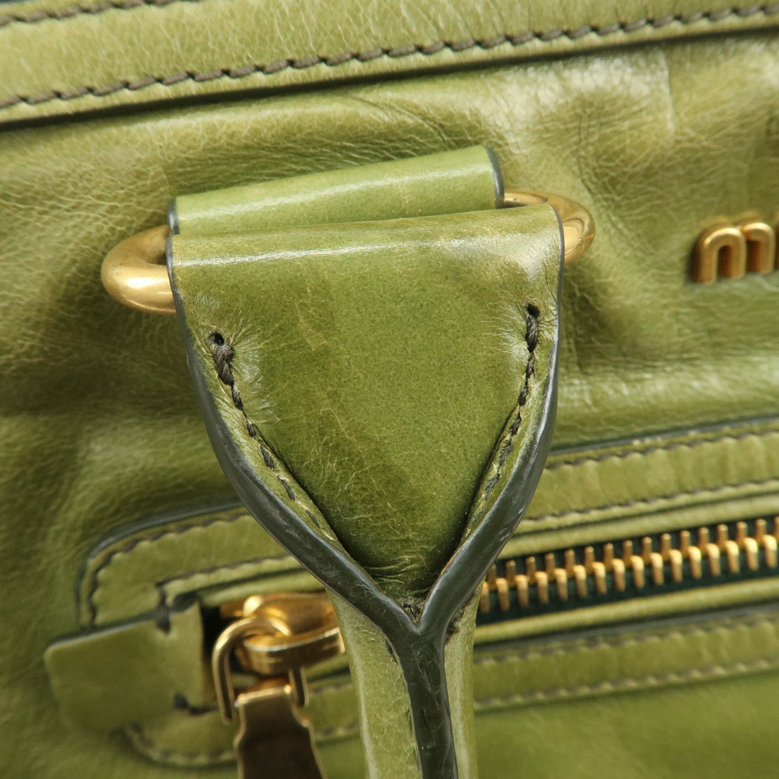 MIU MIU 2Way Bag Hand Bag Shoulder Bag Light Green RL0043