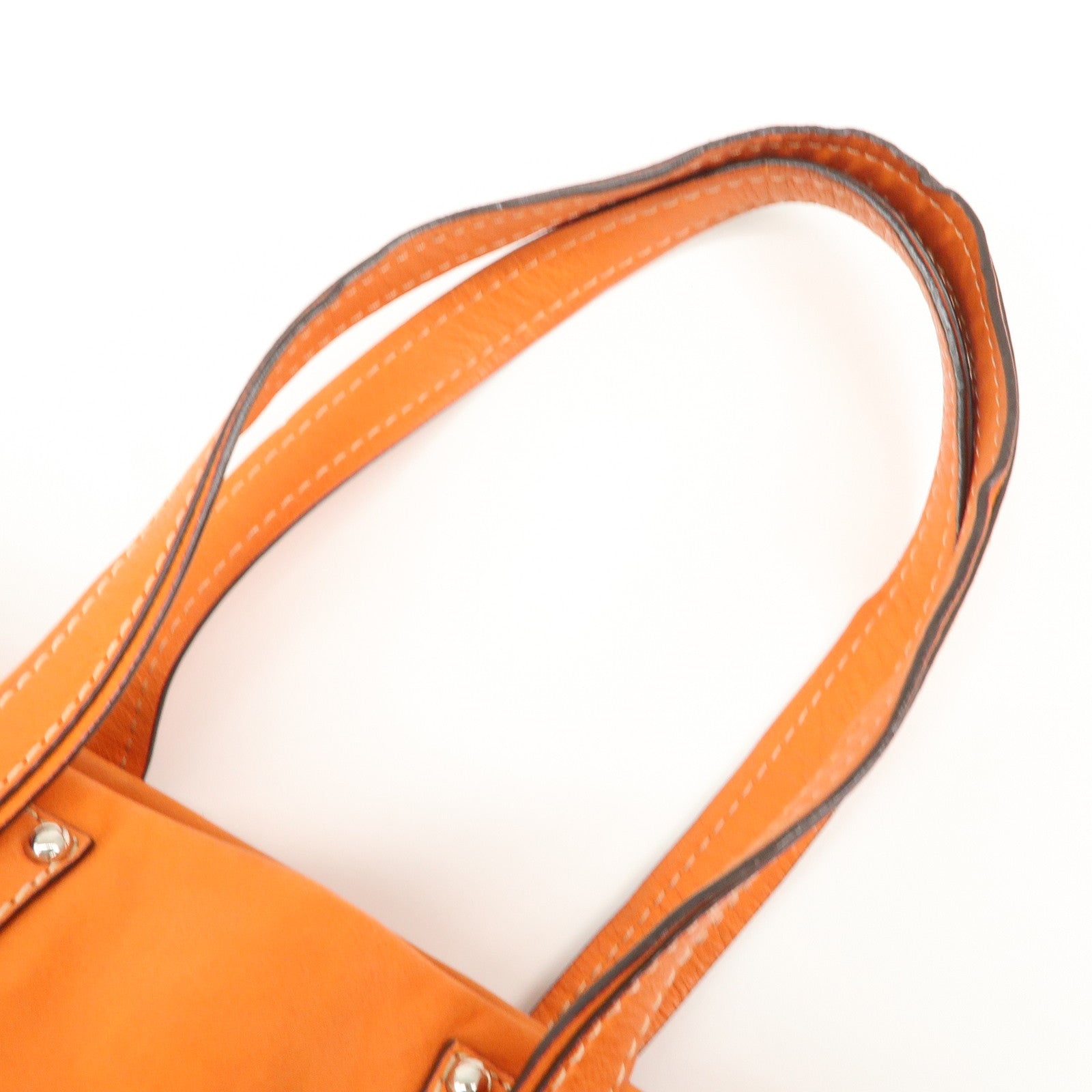 LOEWE Anagram Bolso Leather Tote Bag Shoulder Bag Orange Used