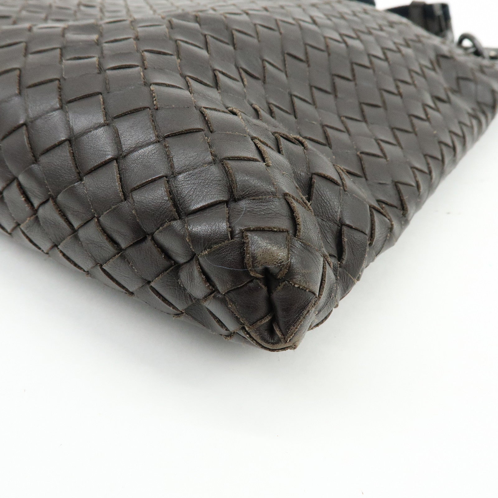 BOTTEGA VENETA Intrecciato Leather Shoulder Bag Brown 161623