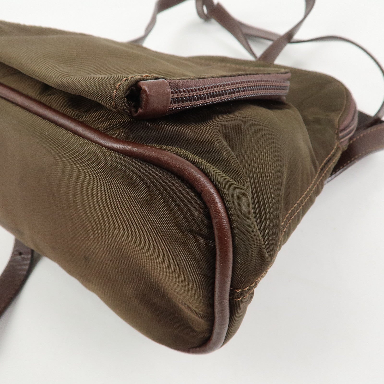 CELINE Logo Nylon Leather Backpack Ruck Sack Brown