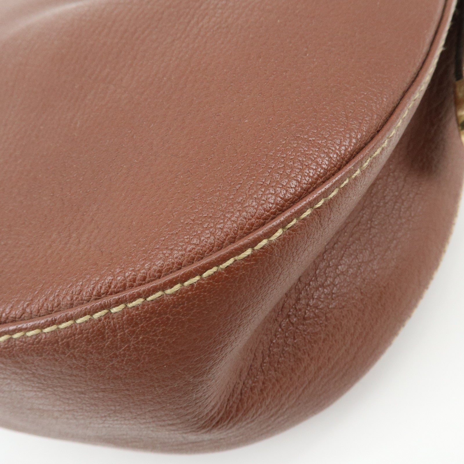 BVLGARI Leather Shoulder Bag Hand Bag Brown