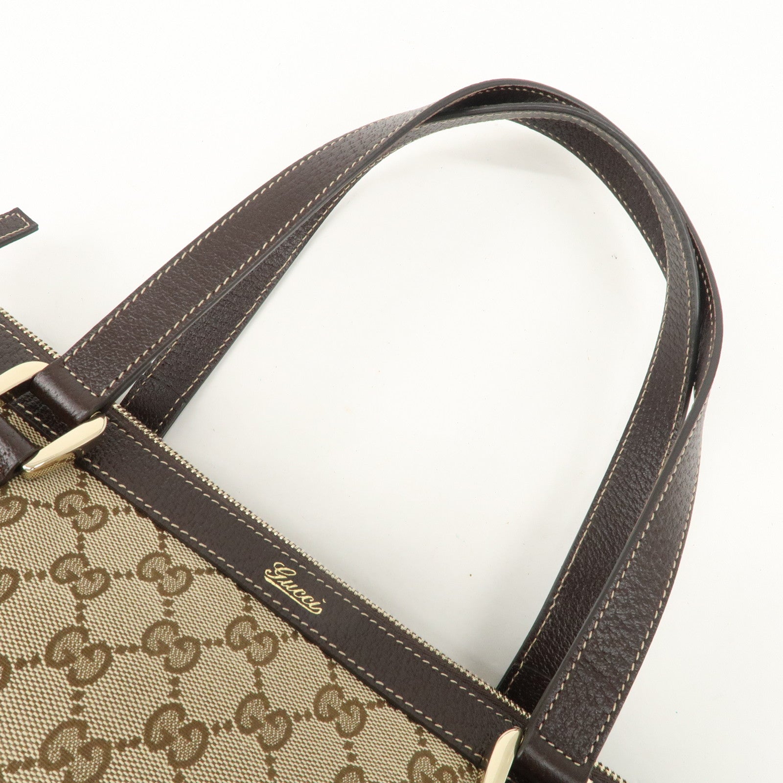 GUCCI Abbey GG Canvas Leather Shoulder Bag Beige Brown 141470 Used