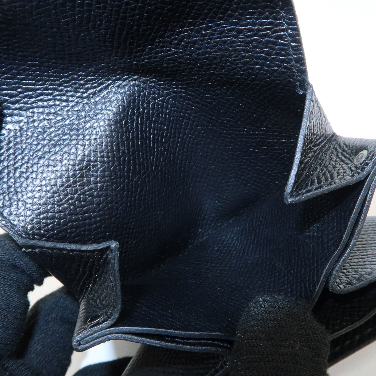 HERMES Ruban Quatre Vo Epson I Stamped Coin Case Black Silver HDW Used