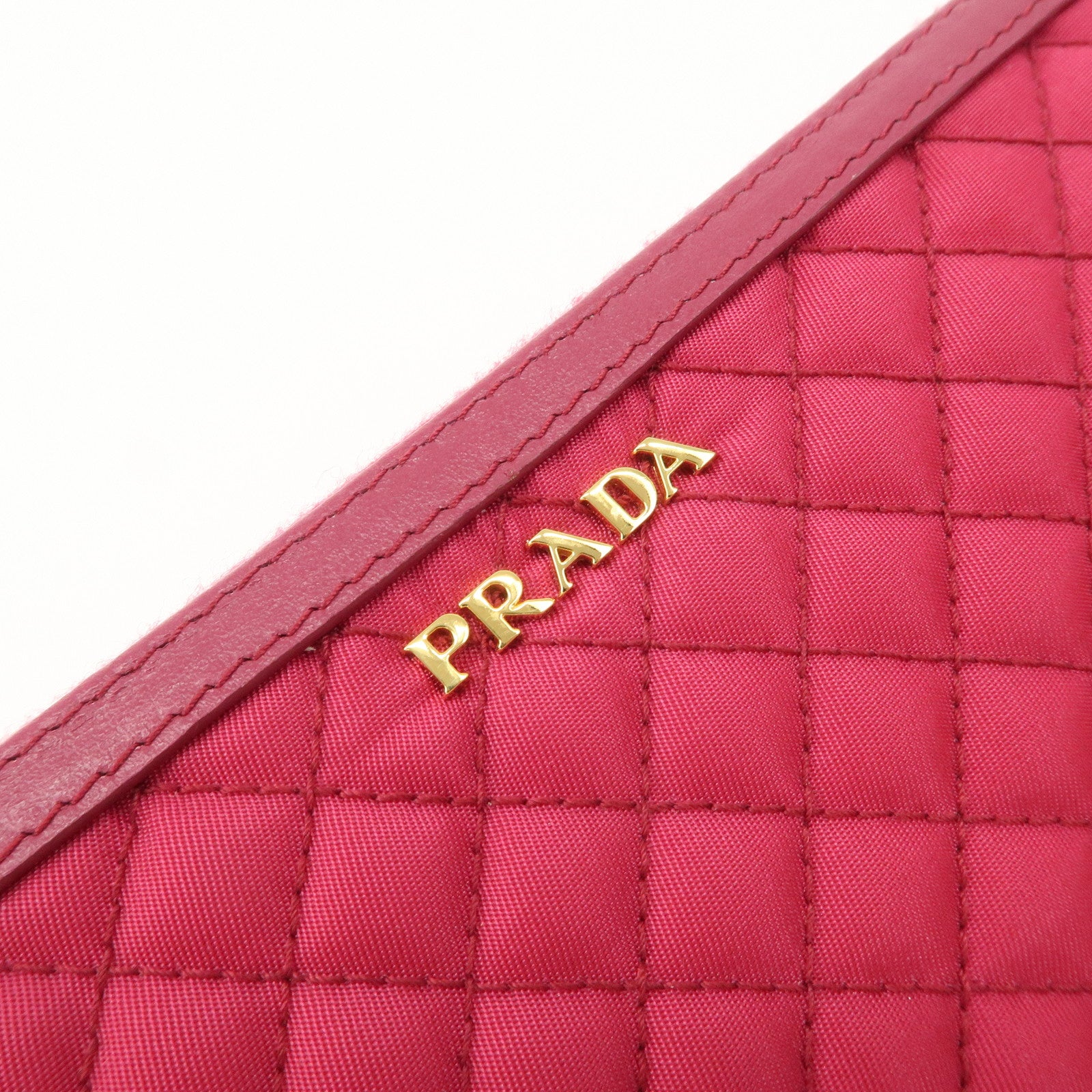 PRADA Nylon Saffiano Leather Round Zippy Long Wallet Pink 1M0506 Used