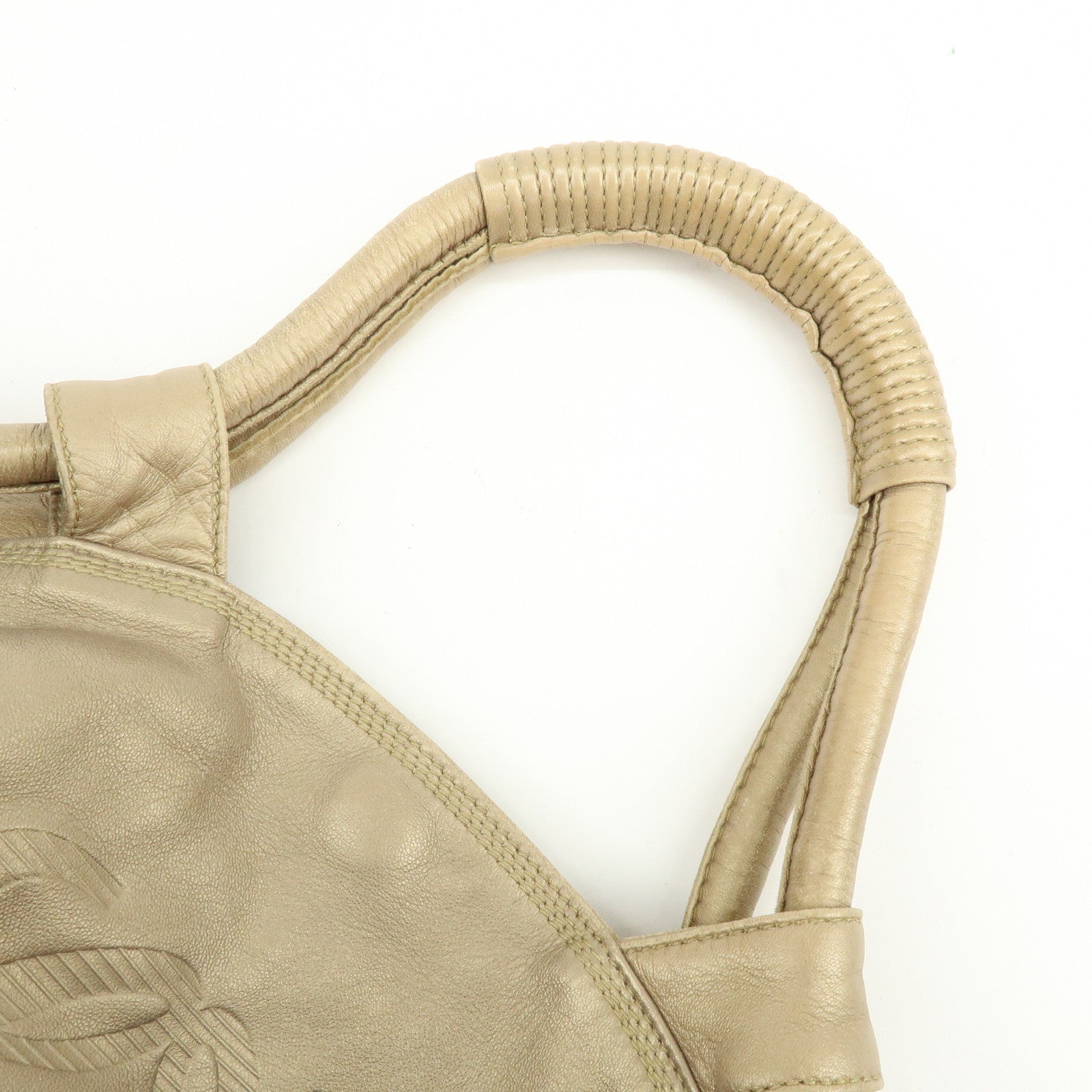 LOEWE Anagram Nappa Aire Leather Hand Bag Shoulder Bag Gold