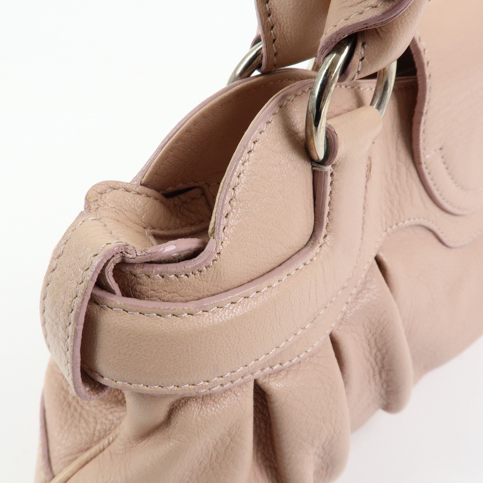 Ferragamo Gancini Leather Shoulder Bag Hand Bag Pink