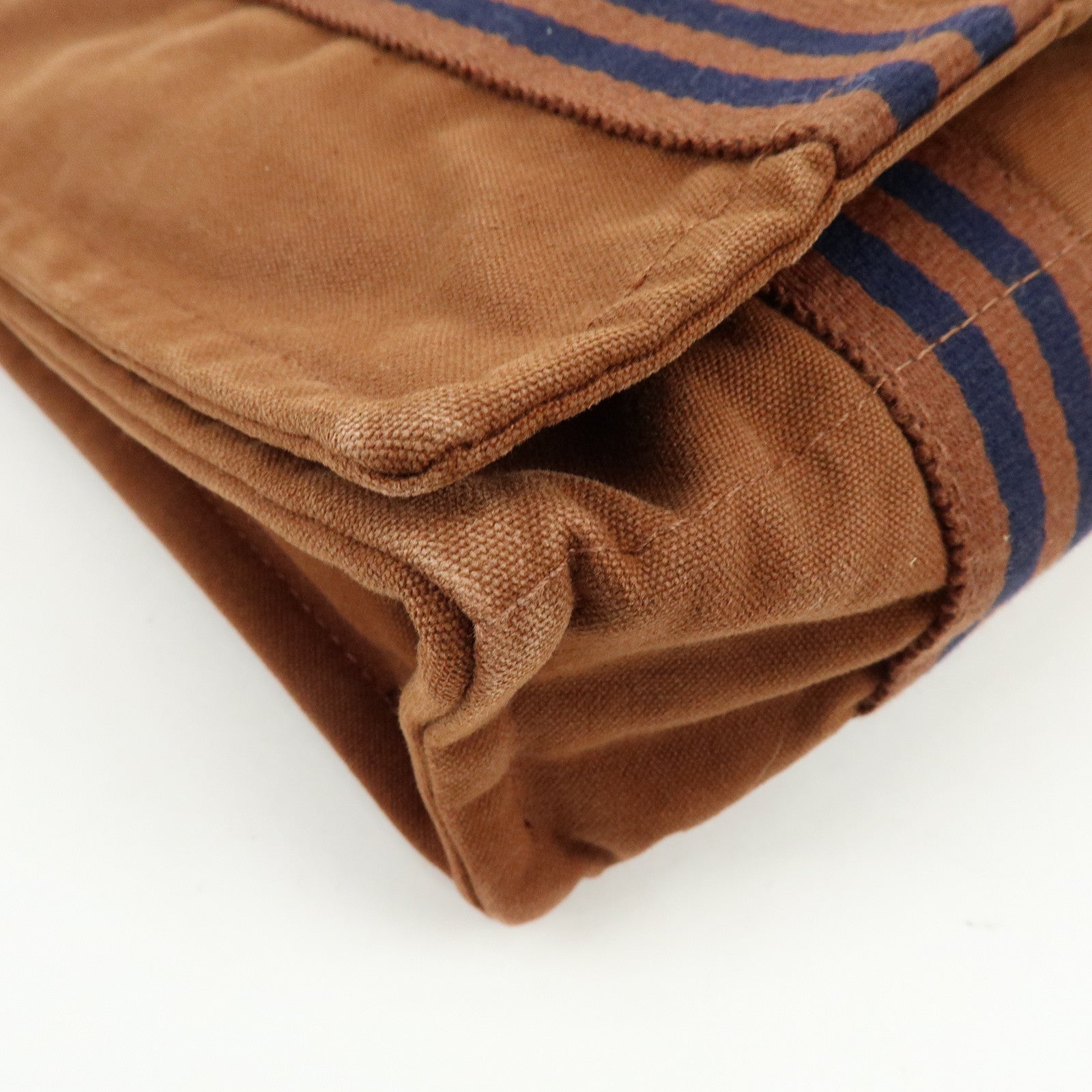 HERMES Basas MM Fourre Toute Canvas Shoulder Bag Brown