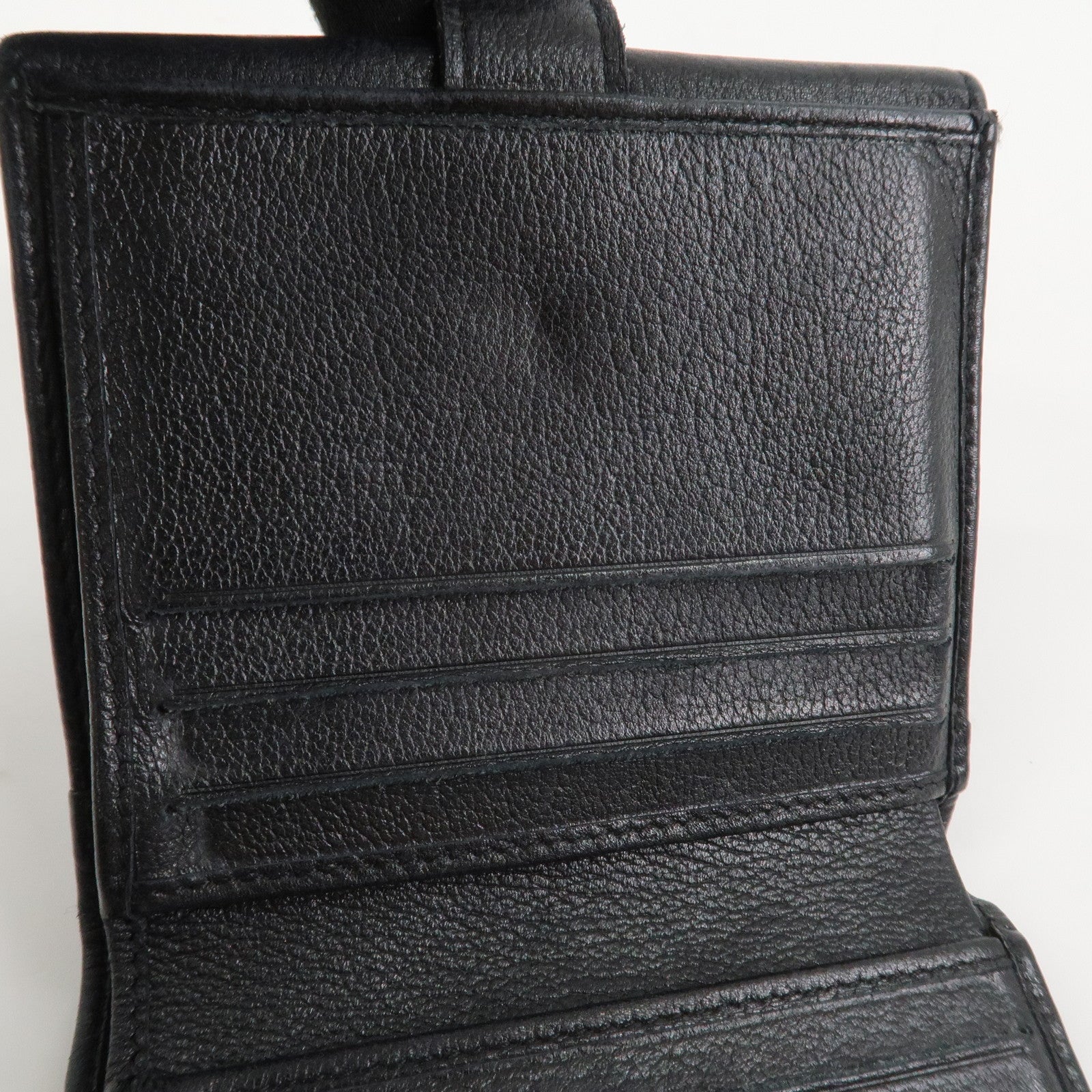 CHANEL COCO Mark Camelia Leather Bi-fold Compact Wallet Black