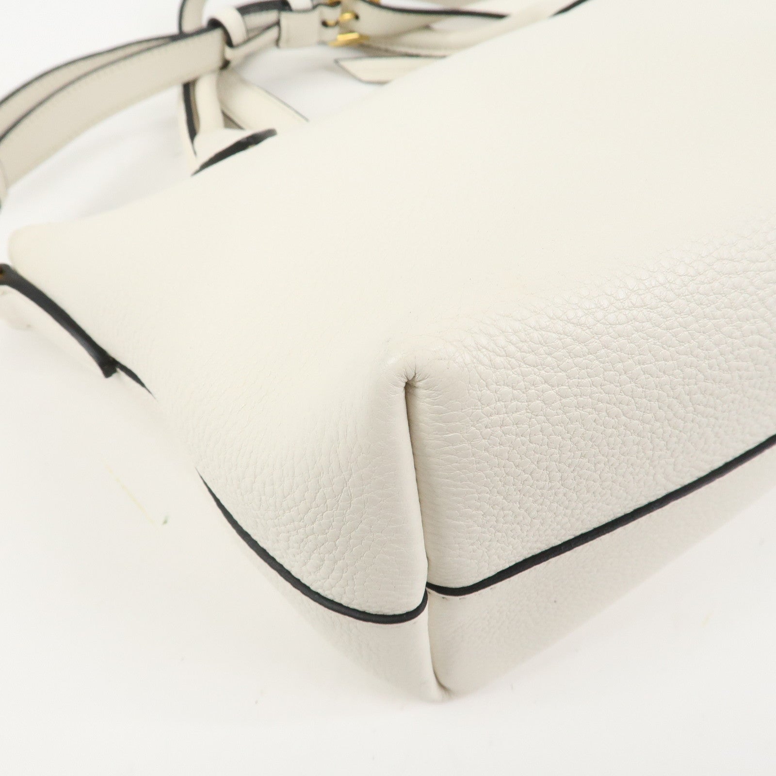 PRADA Vitello Daino Leather 2Way Bag Hand Shoulder Bag White 1BA111