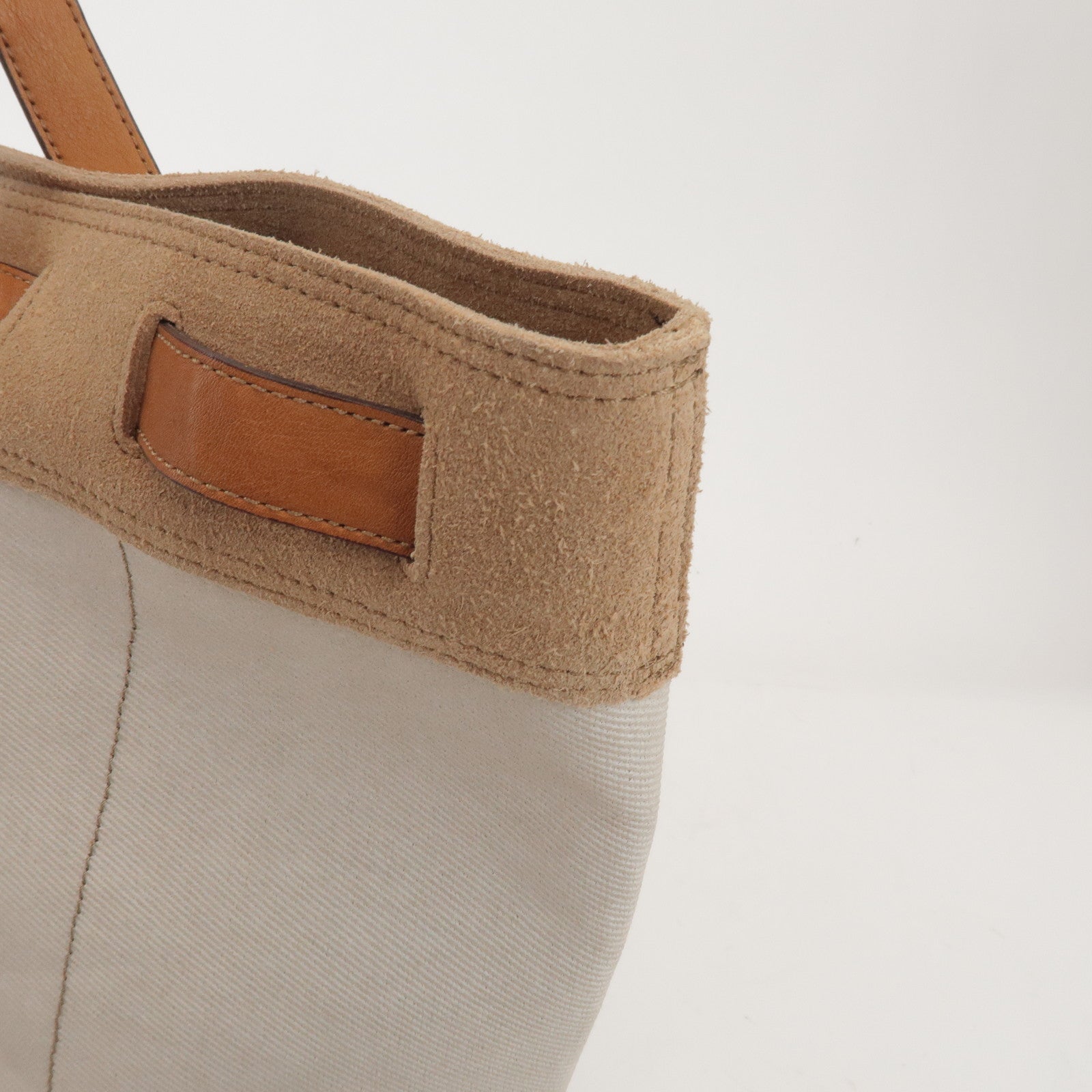 BURBERRY Blue Label Canvas Suede Leather Tote Bag Natural Brown
