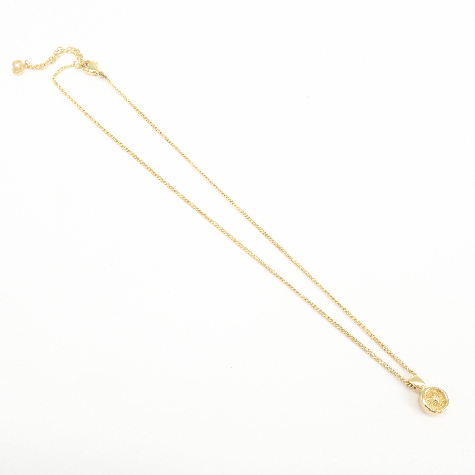 Christian Dior Logo Metal 1P Stone Necklace Choker Gold