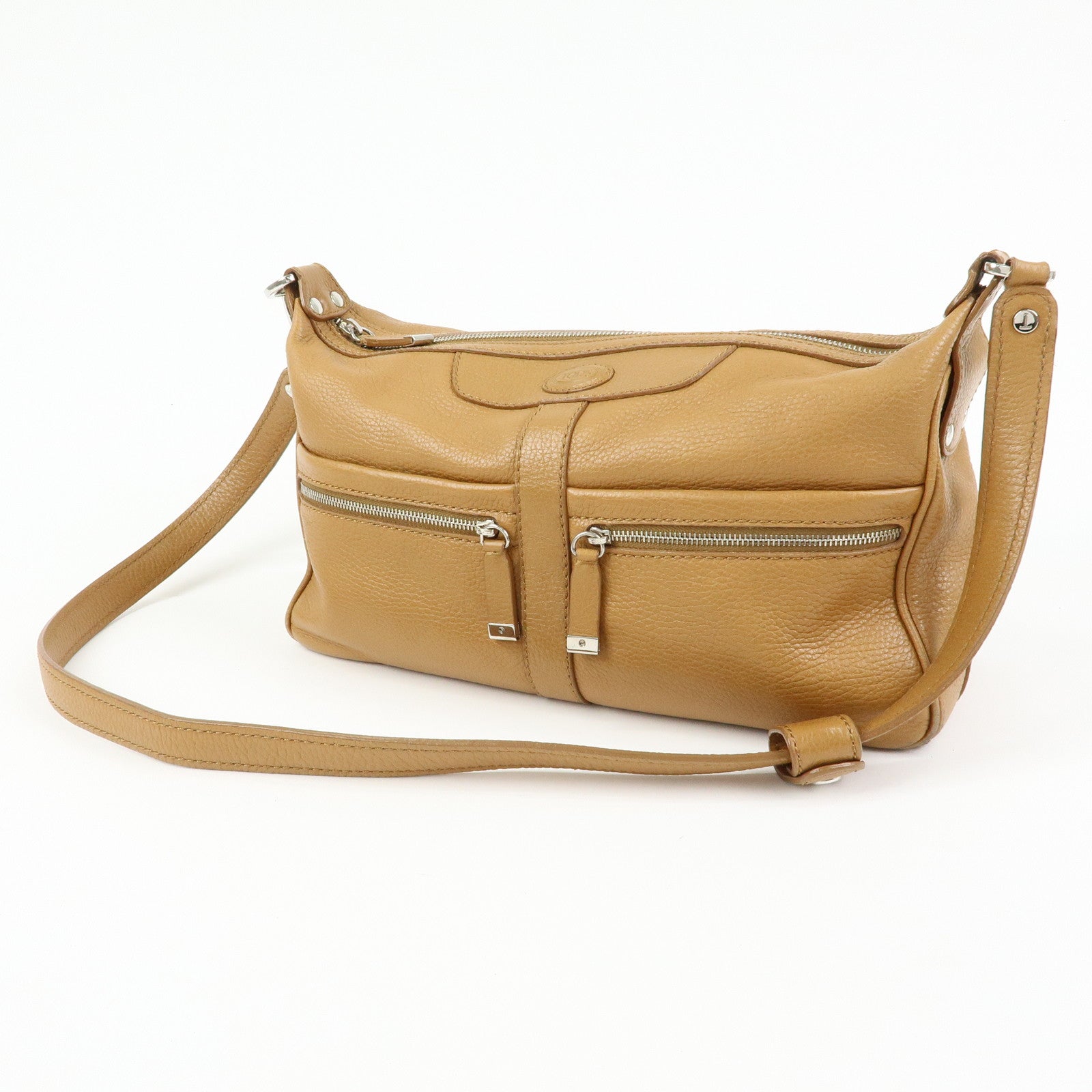 TOD'S Miky Leather Shoulder Bag Crossbody Bag Camel Light Brown