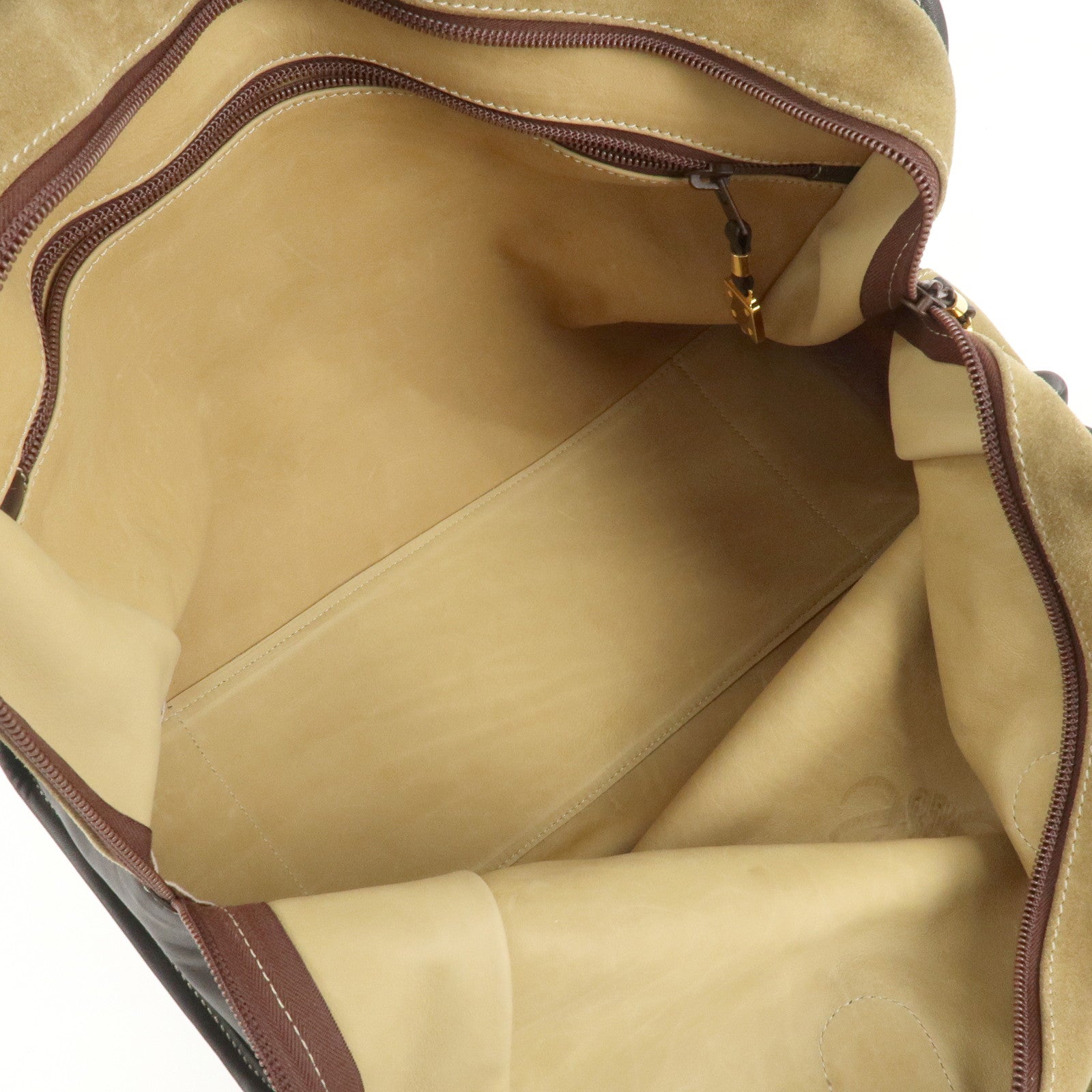 LOEWE Anagram Leather Amazona 40 Hand Bag Beige Brown