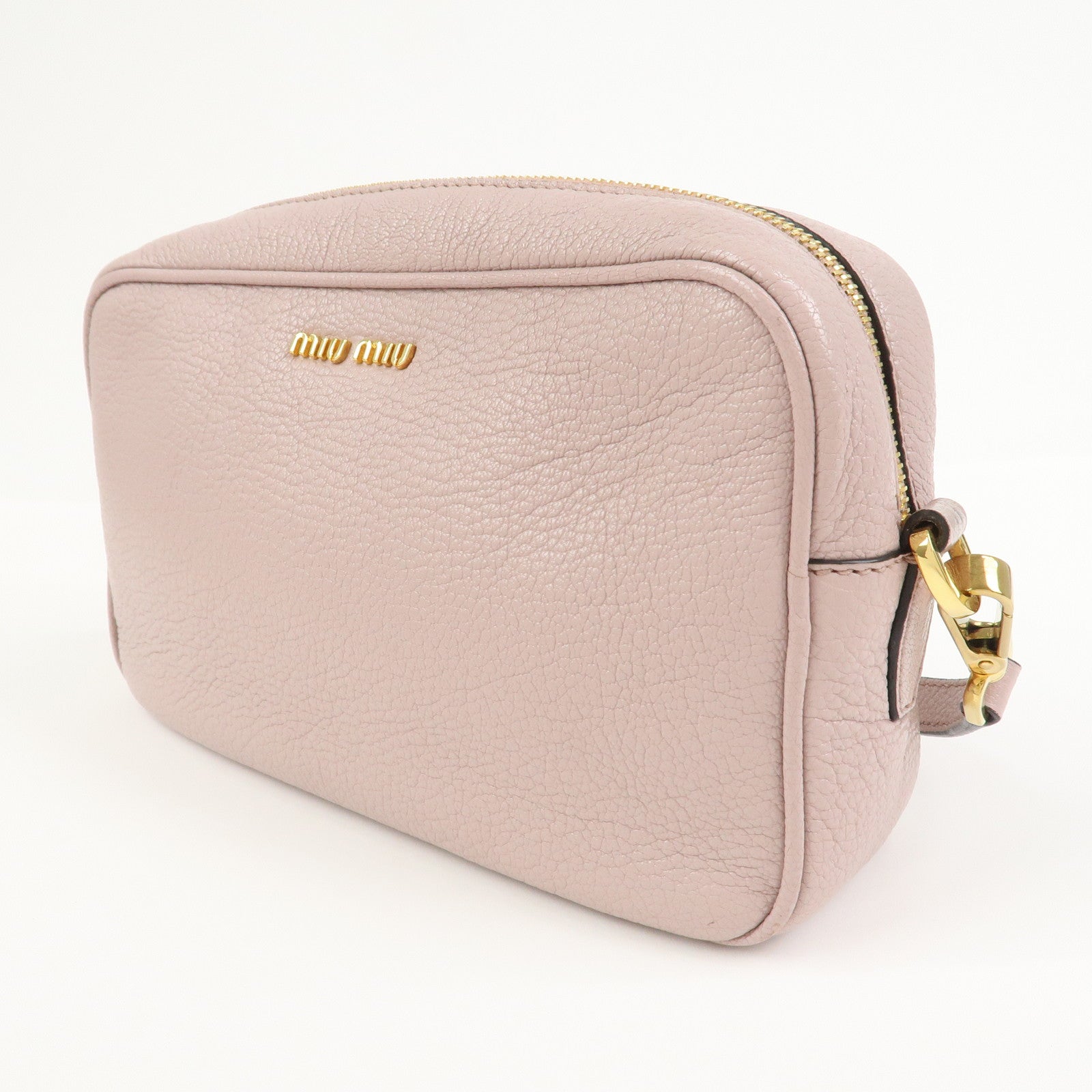 MIU MIU Leather Shoulder Bag Crossbody Bag Pink 5BH056