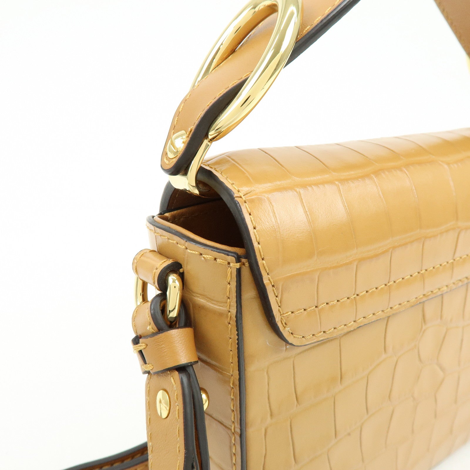 Chloe See By Chloe Embosssed Leather 2Way Bag Shoulder Bag Brown
