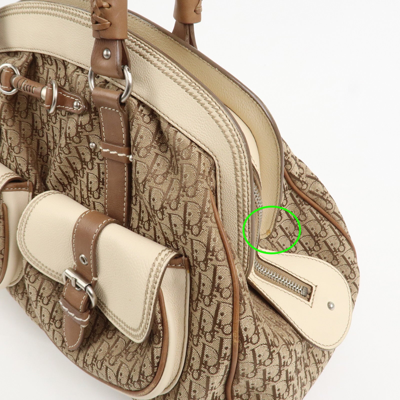 Christian Dior Trotter Canvas Leather Hand Bag Shoulder Bag Brown