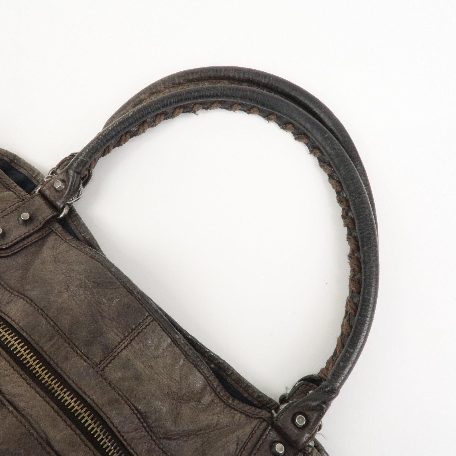 BALENCIAGA Rivacity Paper Bag Leather Tote Bag Brown 236084