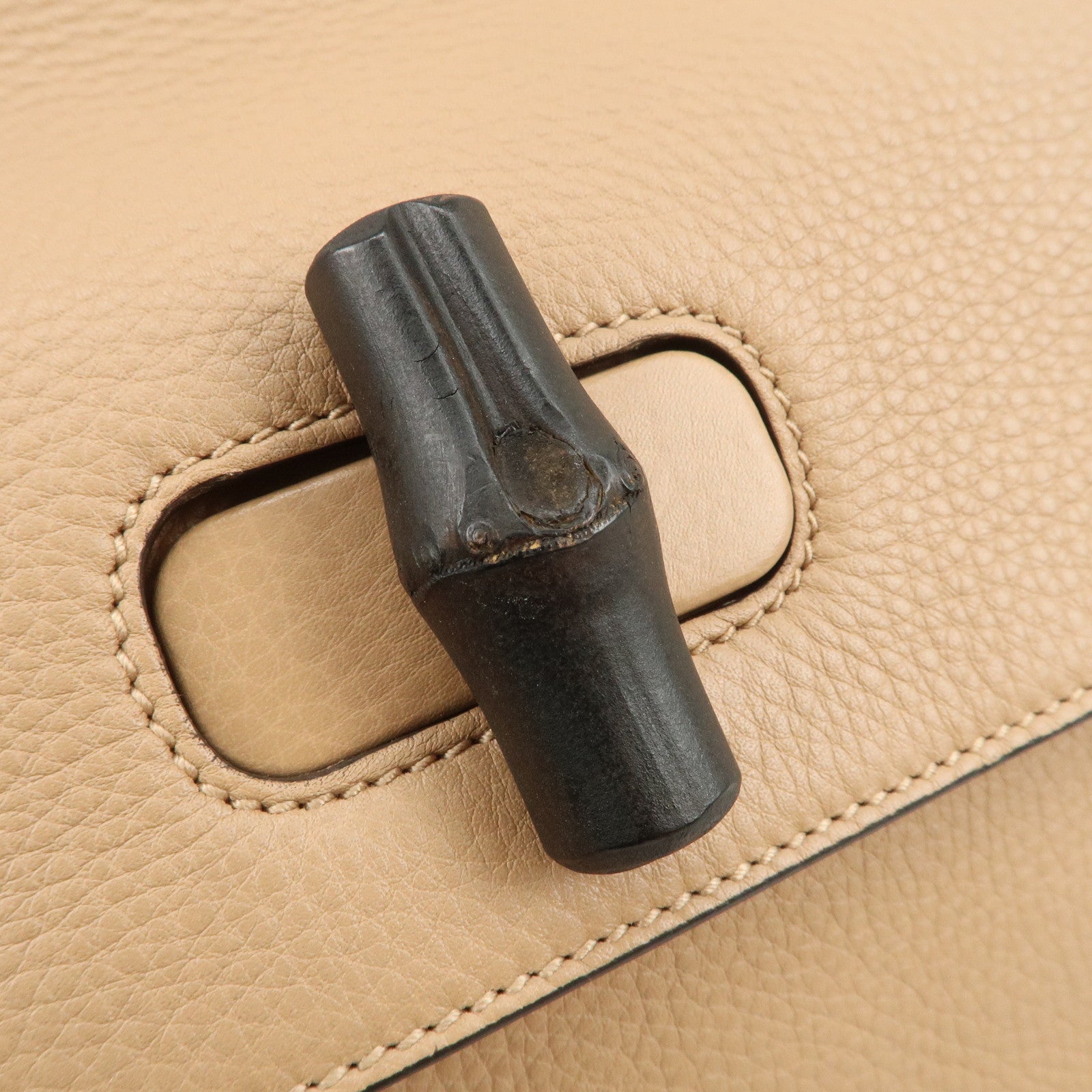 GUCCI Bamboo Leather 2WAY Bag Hand Bag Shoulder Bag Beige 392013