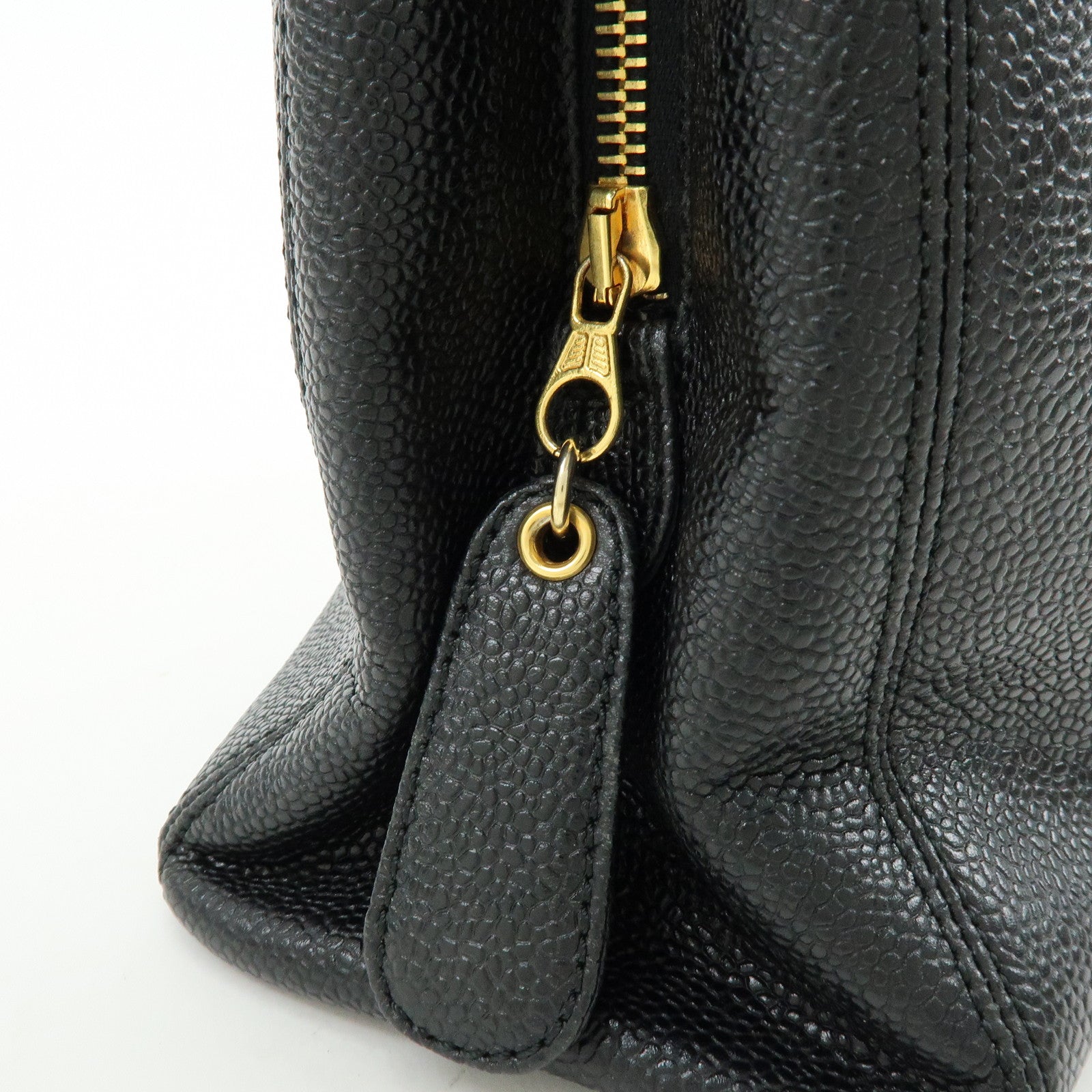 CHANEL Caviarskin Tote Bag Hand Bag Black A08913