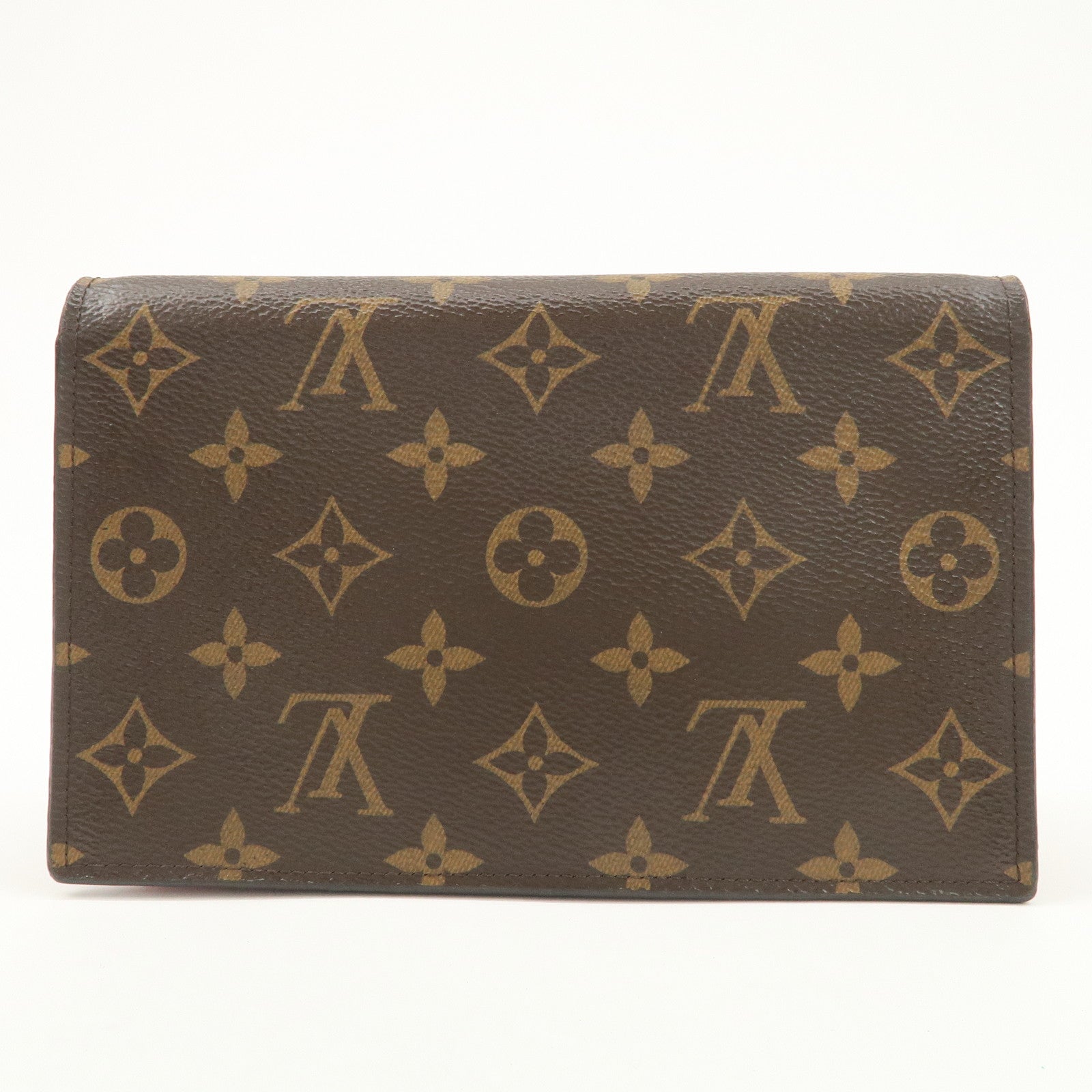 Louis Vuitton Monogram Leather Portefeuille Flore Chain Wallet Brown Pink M69578 Used