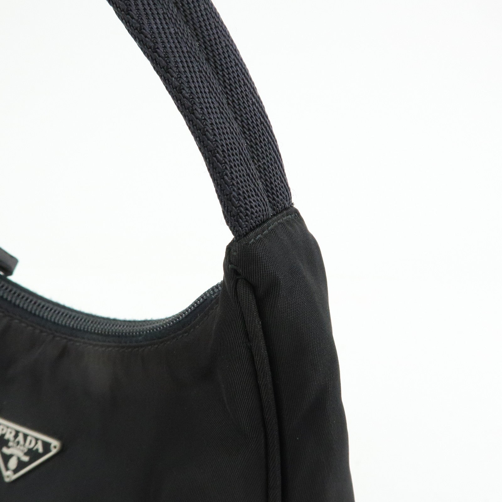 PRADA Triangle Logo Nylon Mini Hand Bag Shoulder Bag Black